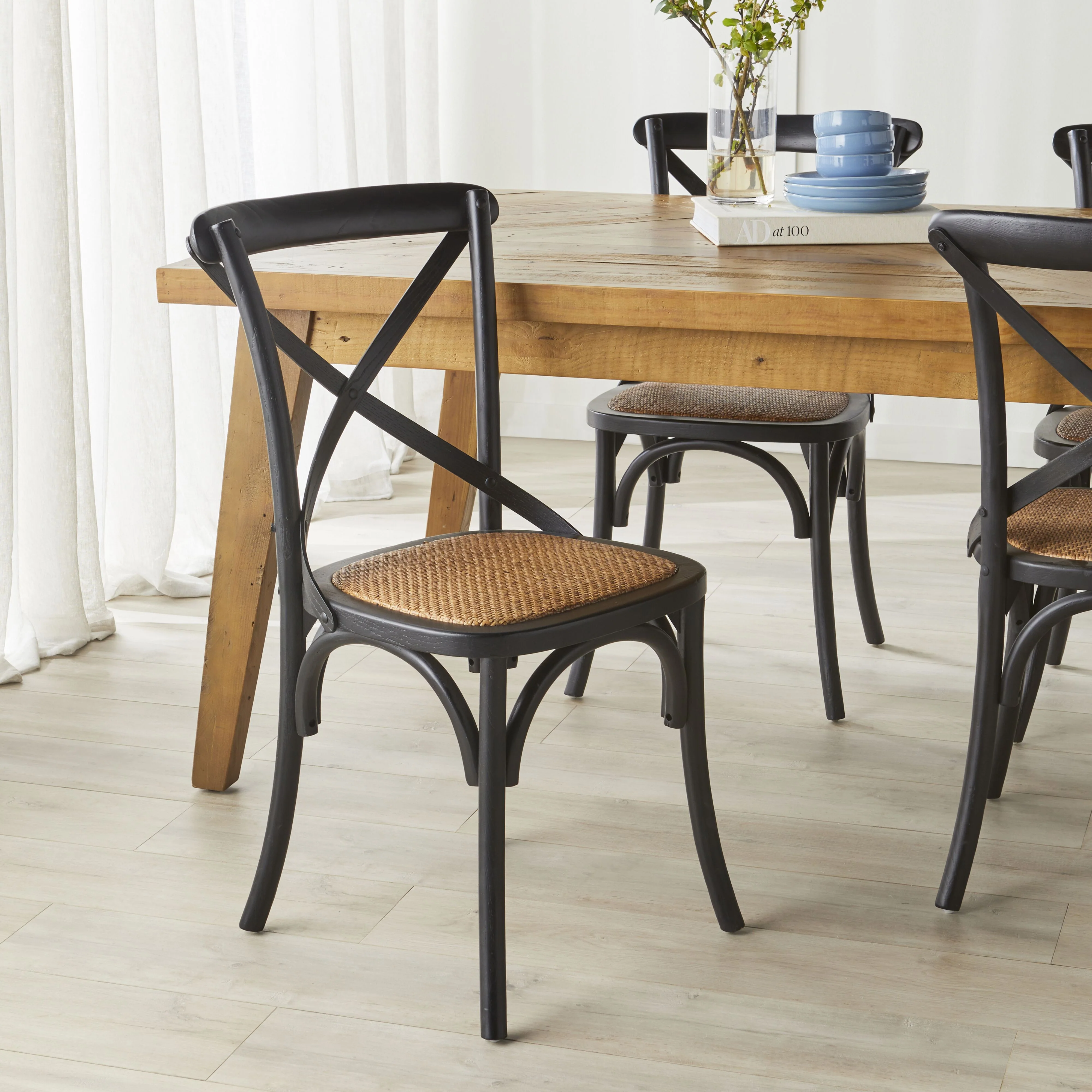 Provincial Cross Back Dining Chair Black - Image 4
