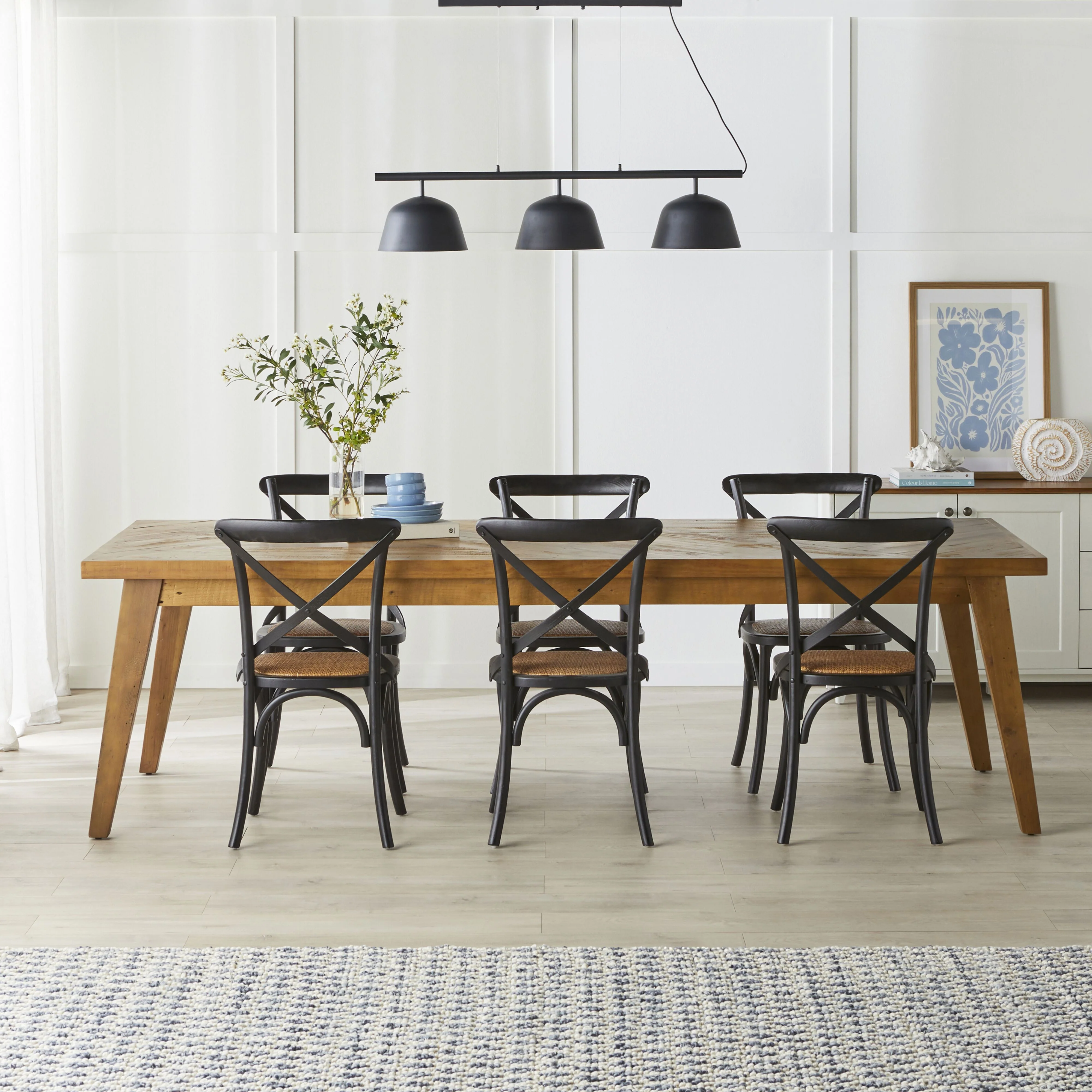 Provincial Cross Back Dining Chair Black - Image 5