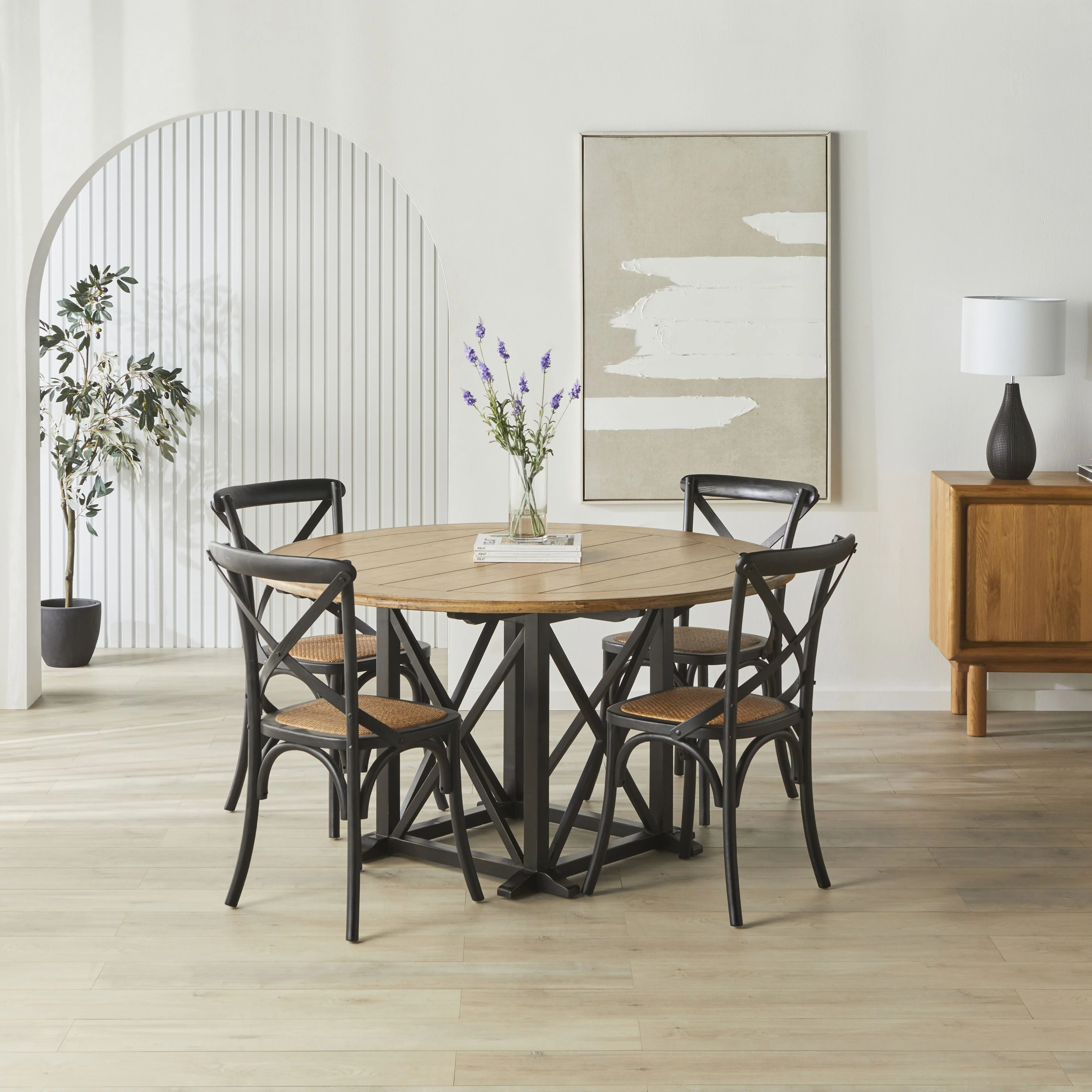Provincial Cross Back Dining Chair Black - Image 6