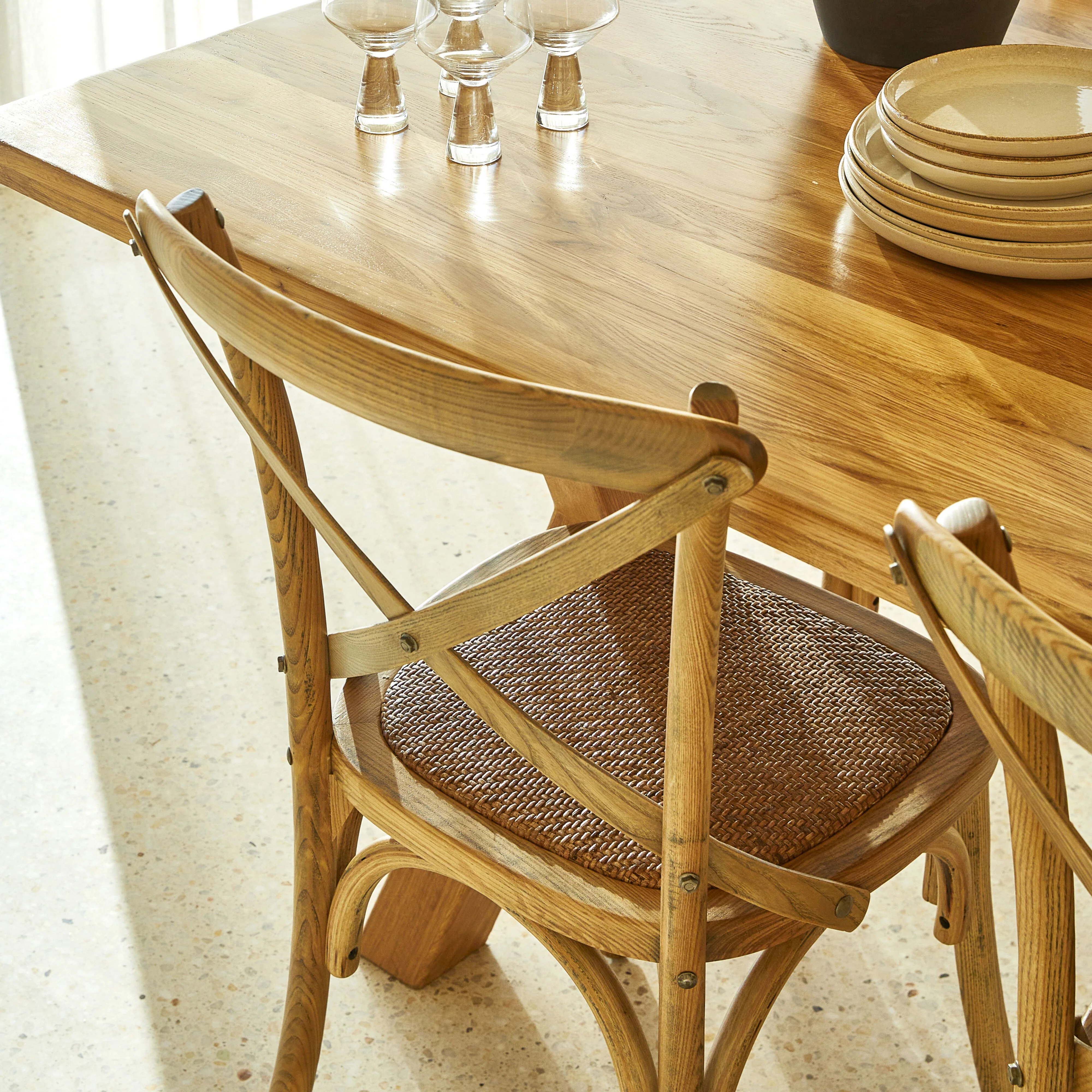 Provincial Cross Back Dining Chair Natural Oak - Image 10