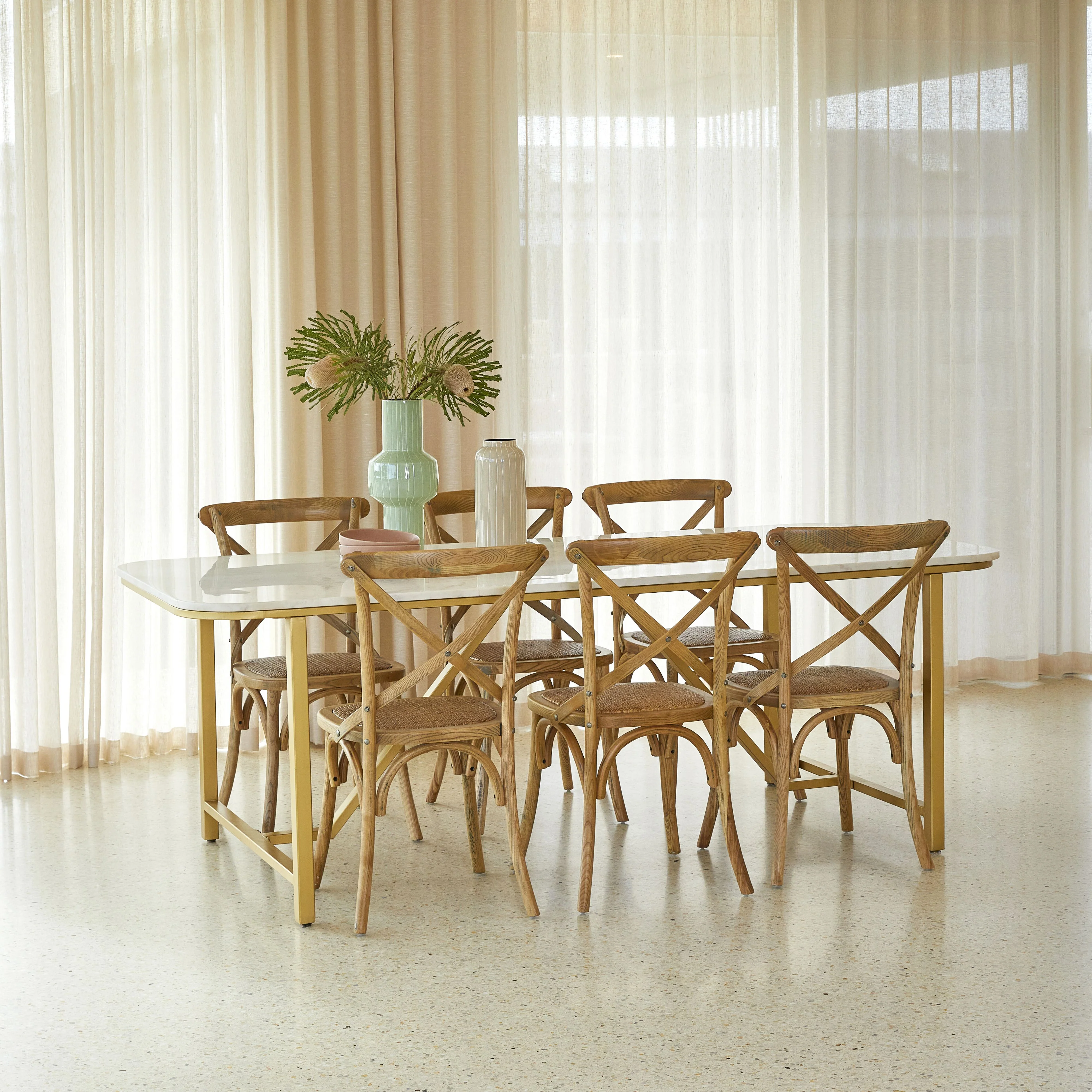 Provincial Cross Back Dining Chair Natural Oak - Image 8