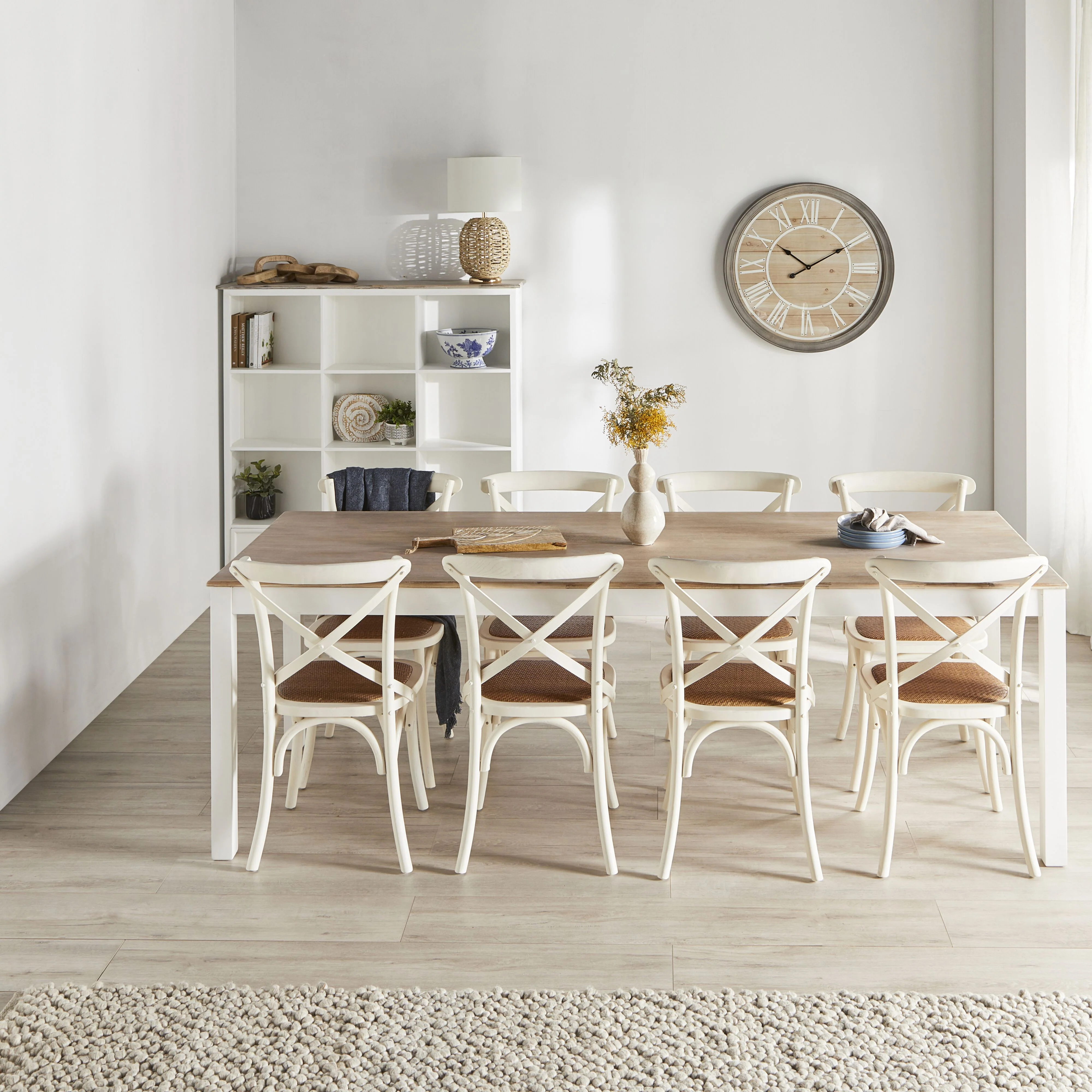Provincial Cross Back Dining Chair Vintage White - Image 7