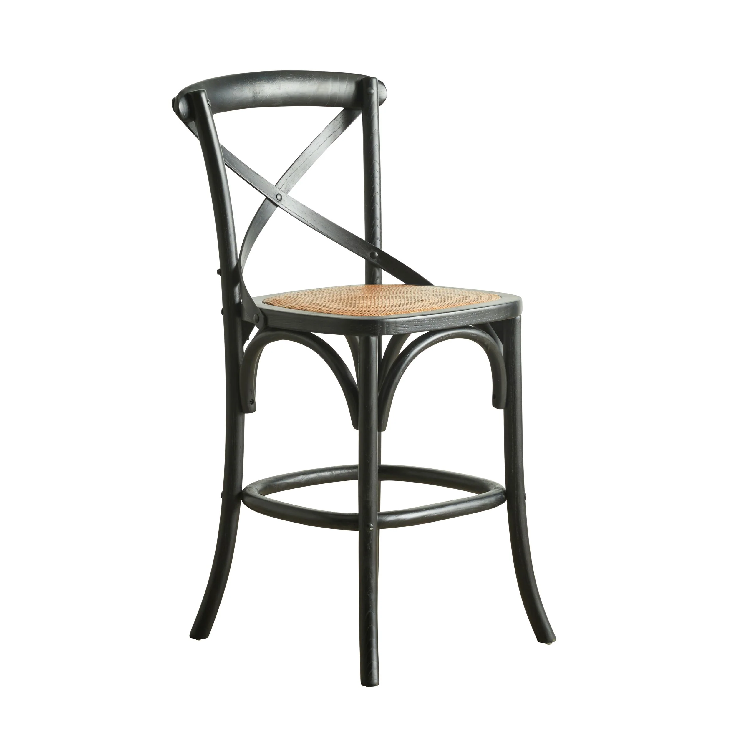 Provincial Cross Back Dining Stool Black - Image 2