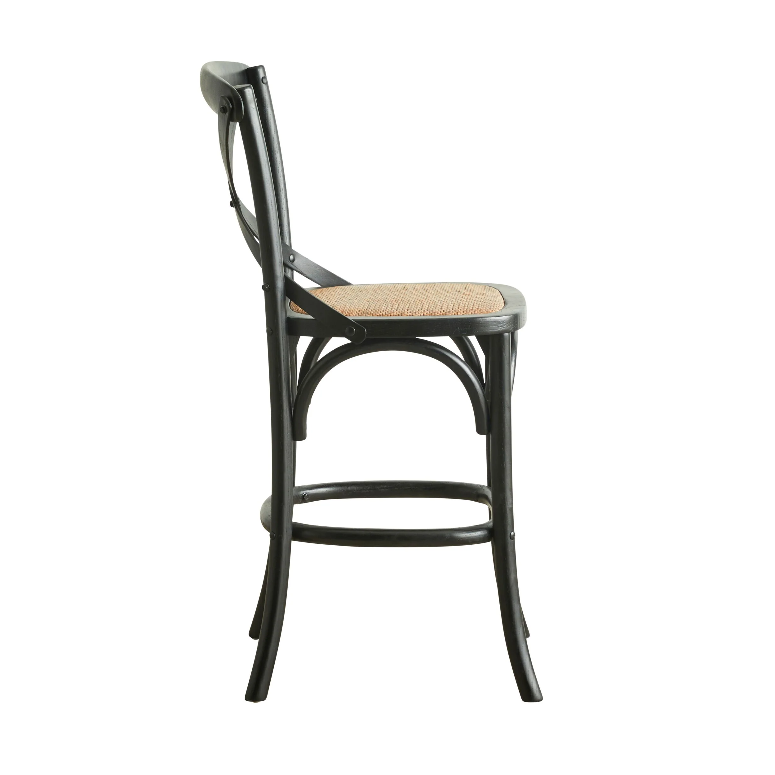 Provincial Cross Back Dining Stool Black - Image 3