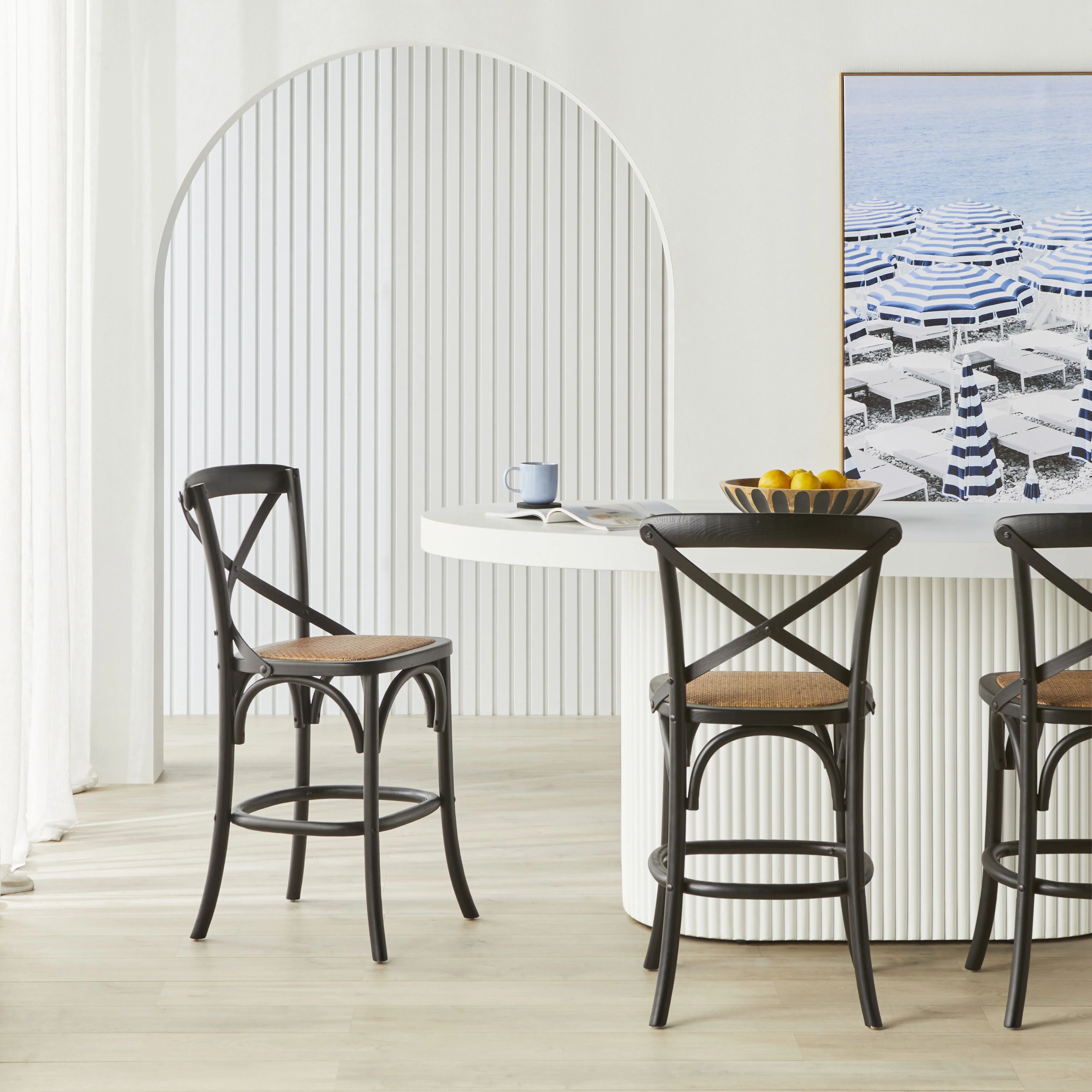 Provincial Cross Back Dining Stool Black - Image 8