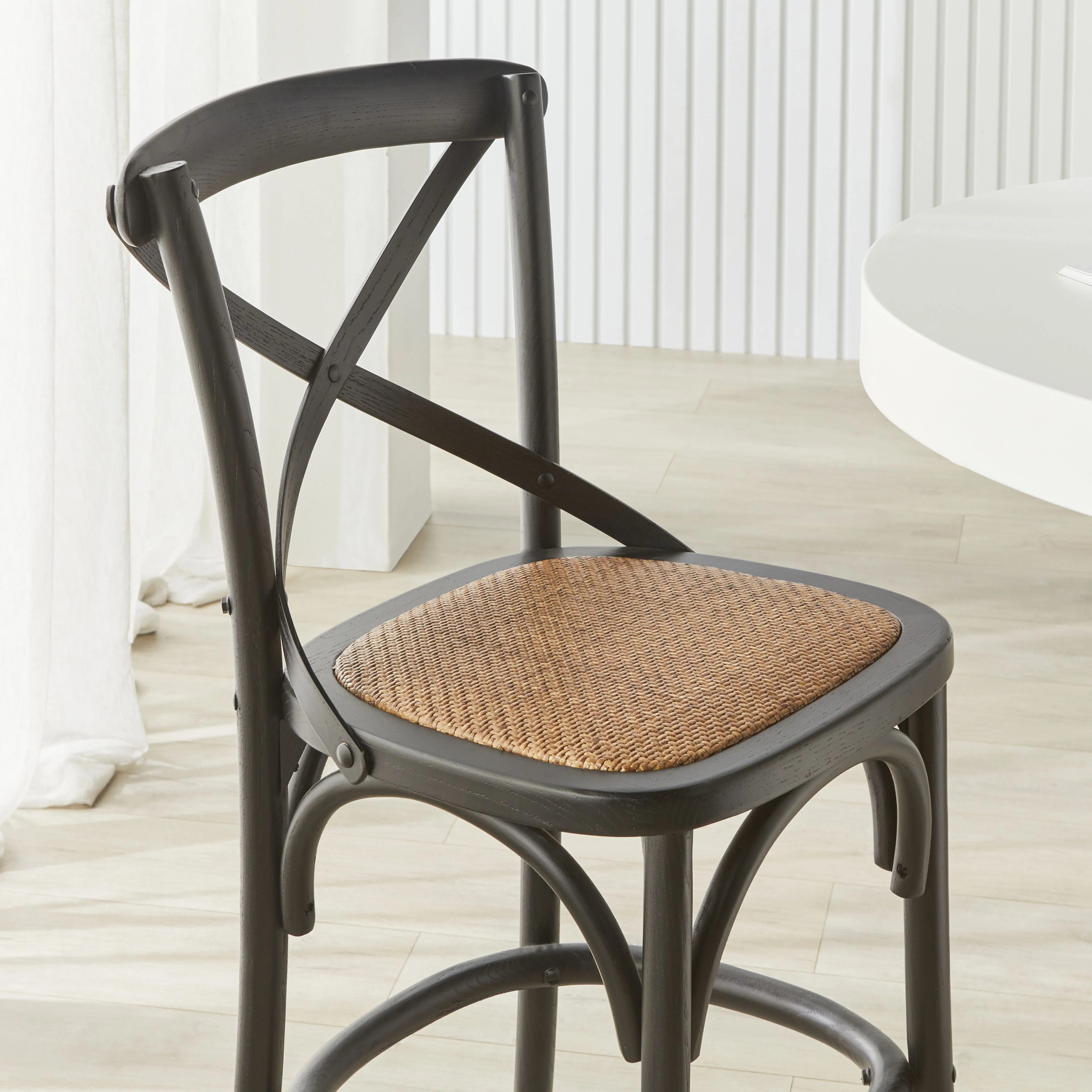 Provincial Cross Back Dining Stool Black - Image 9