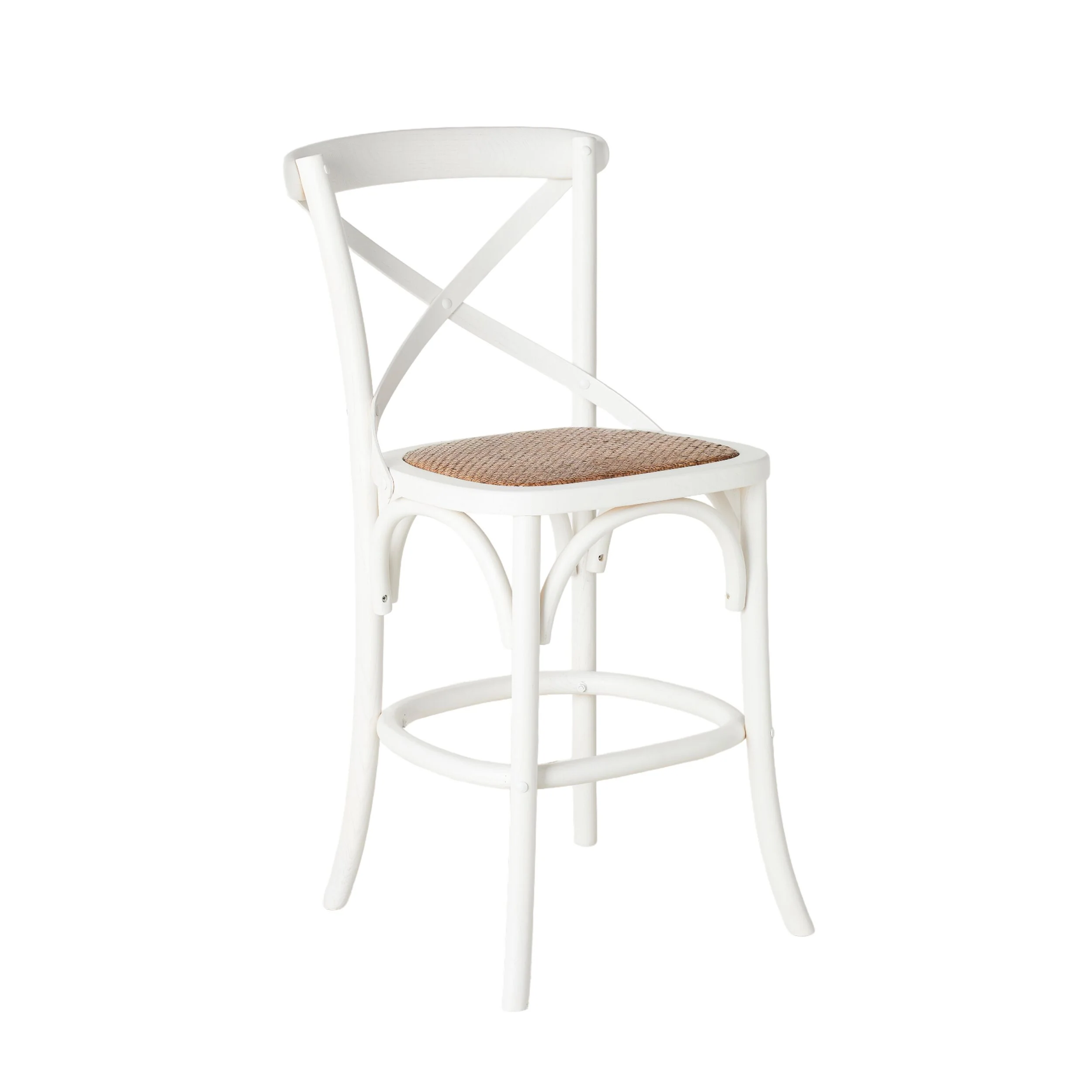 Provincial Cross Back Dining Stool Crisp White - Image 2