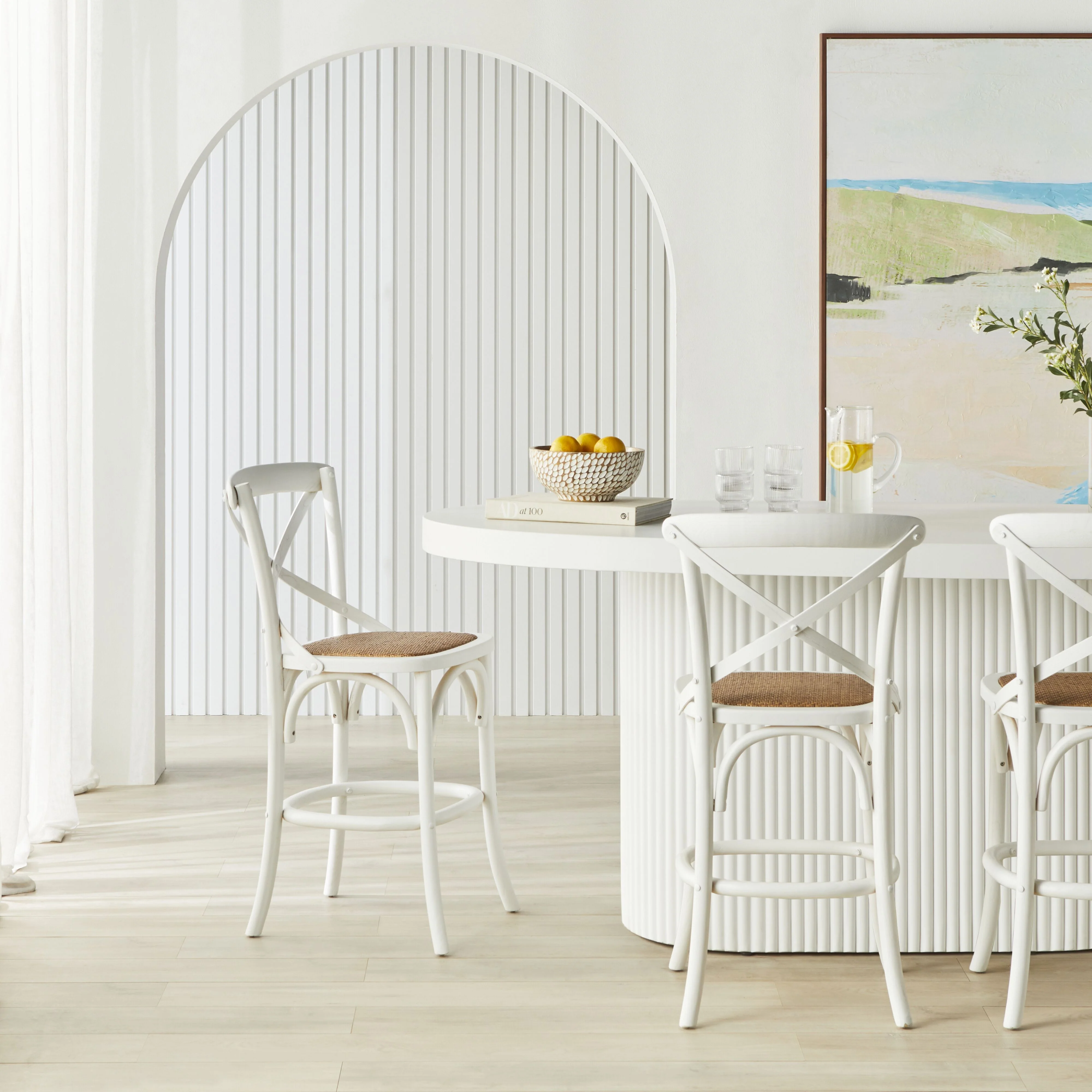 Provincial Cross Back Dining Stool Crisp White - Image 6