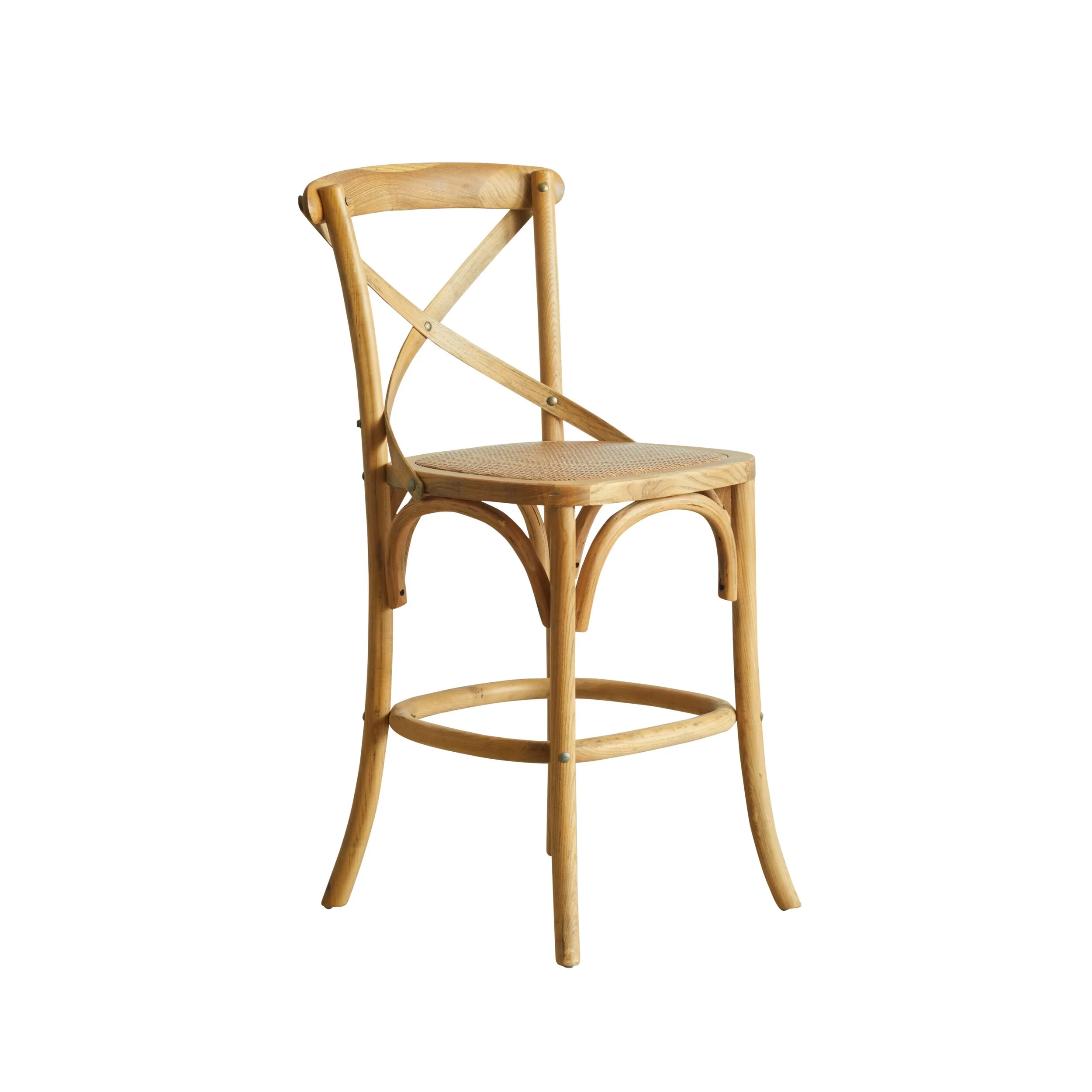 Provincial Cross Back Dining Stool Natural Oak - Image 4