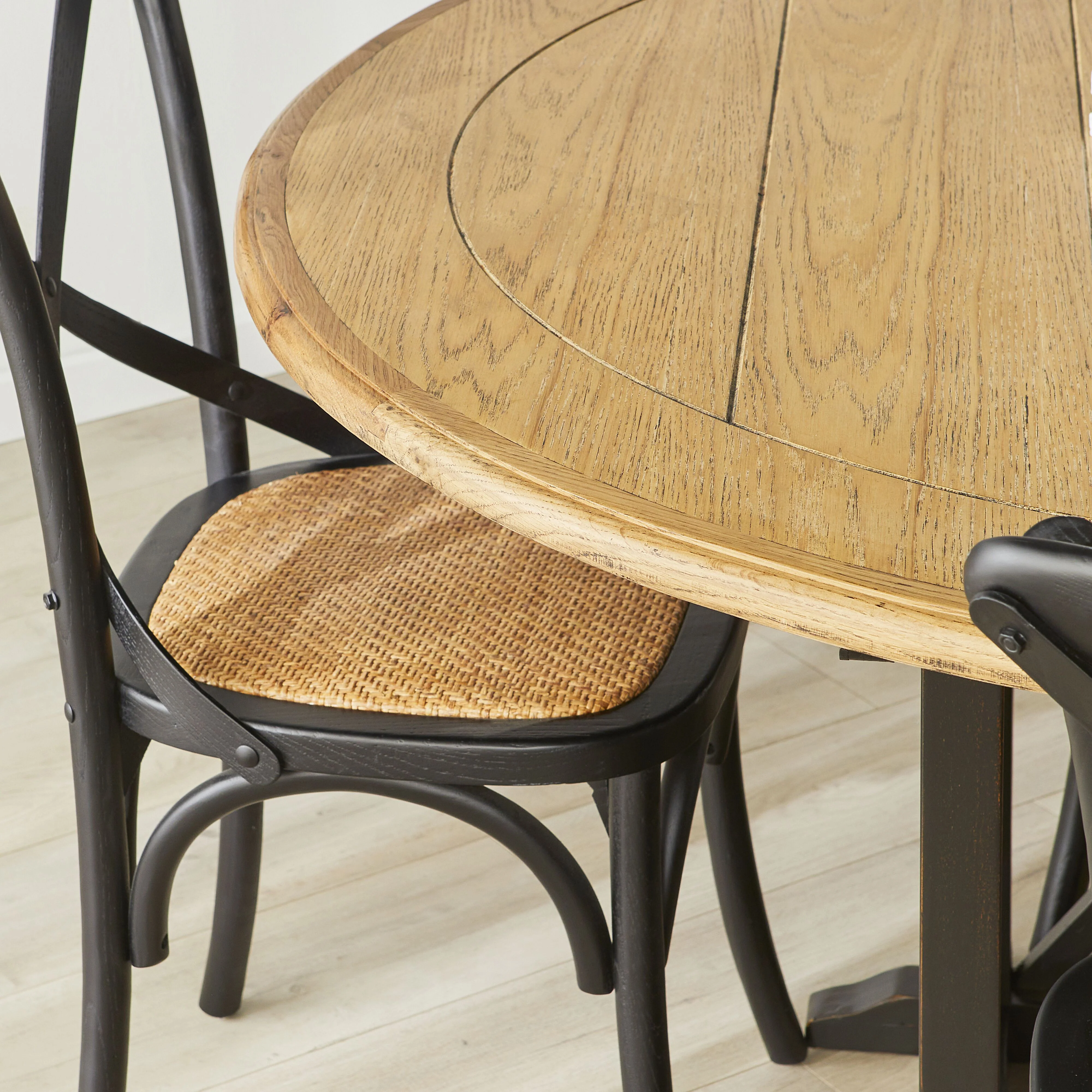 Provincial Oak Round Dining Table 140cm Distressed Black - Image 10