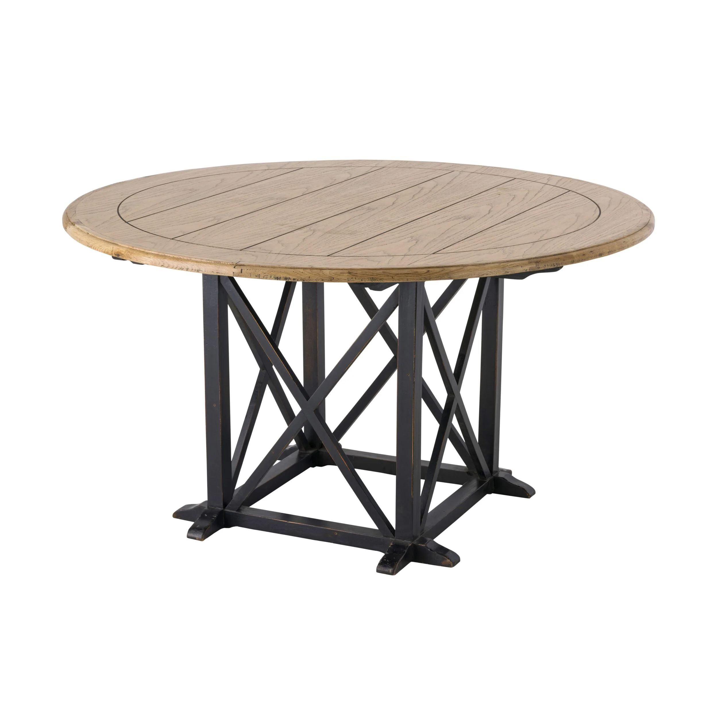 Provincial Oak Round Dining Table 140cm Distressed Black - Image 3