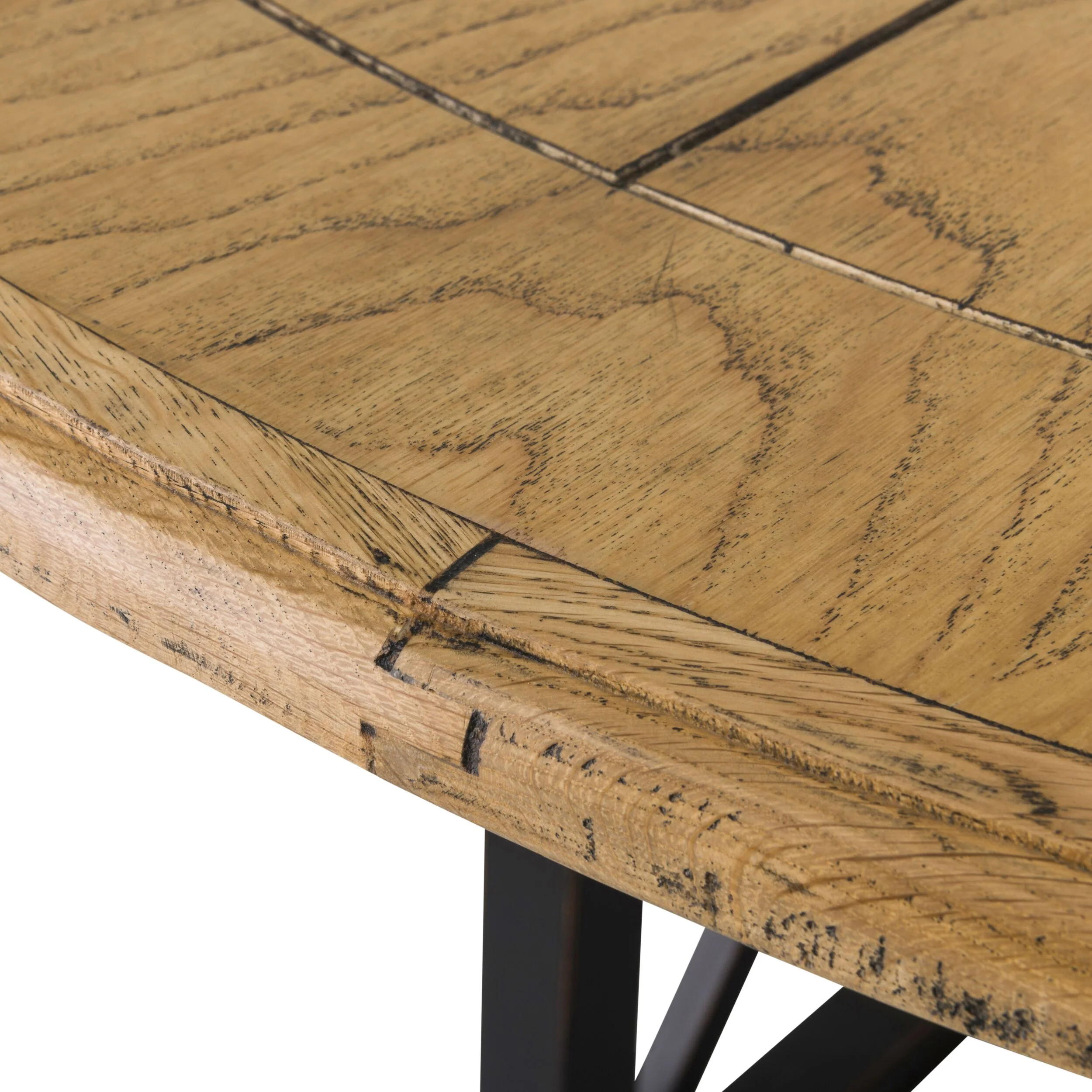 Provincial Oak Round Dining Table 140cm Distressed Black - Image 4