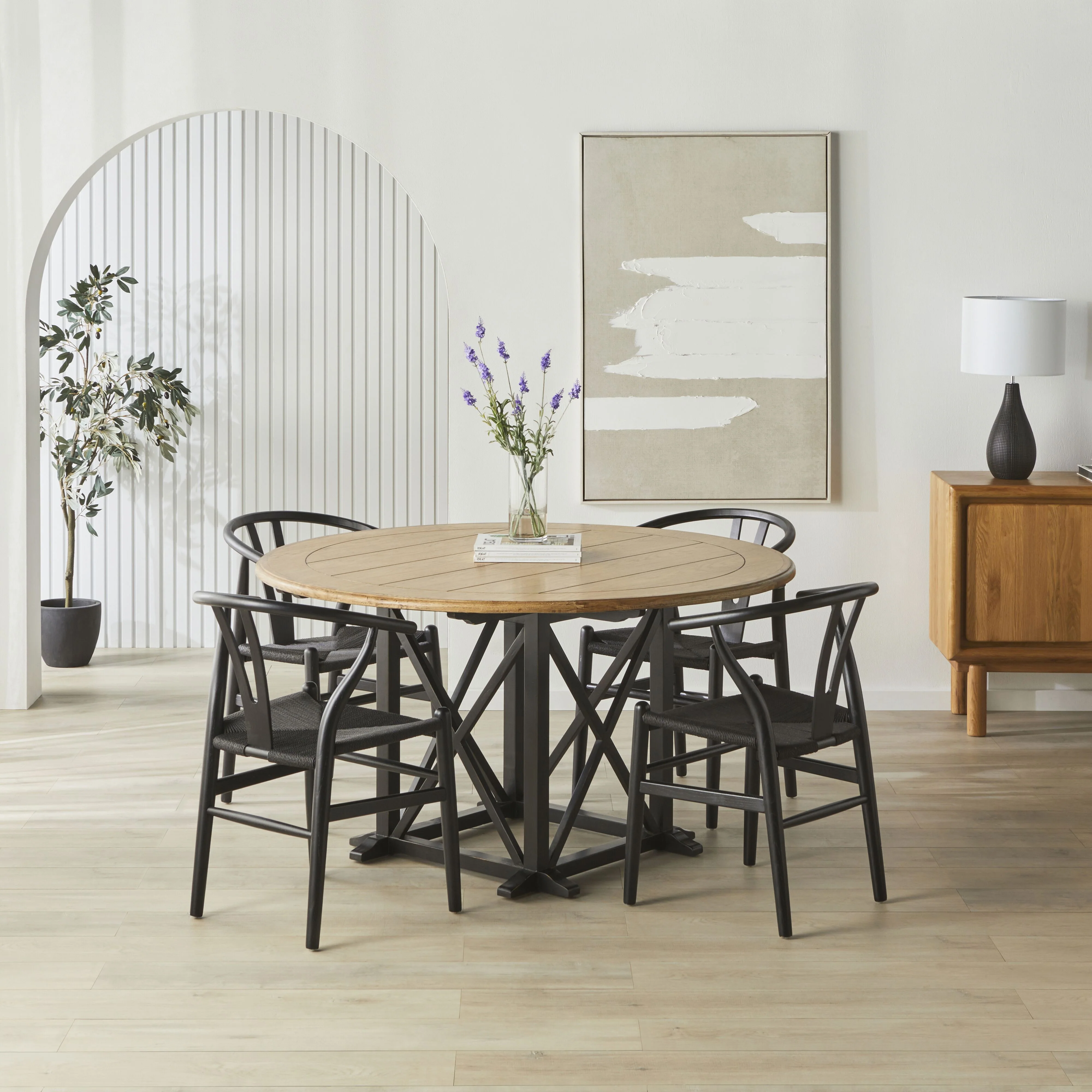 Provincial Oak Round Dining Table 140cm Distressed Black - Image 7