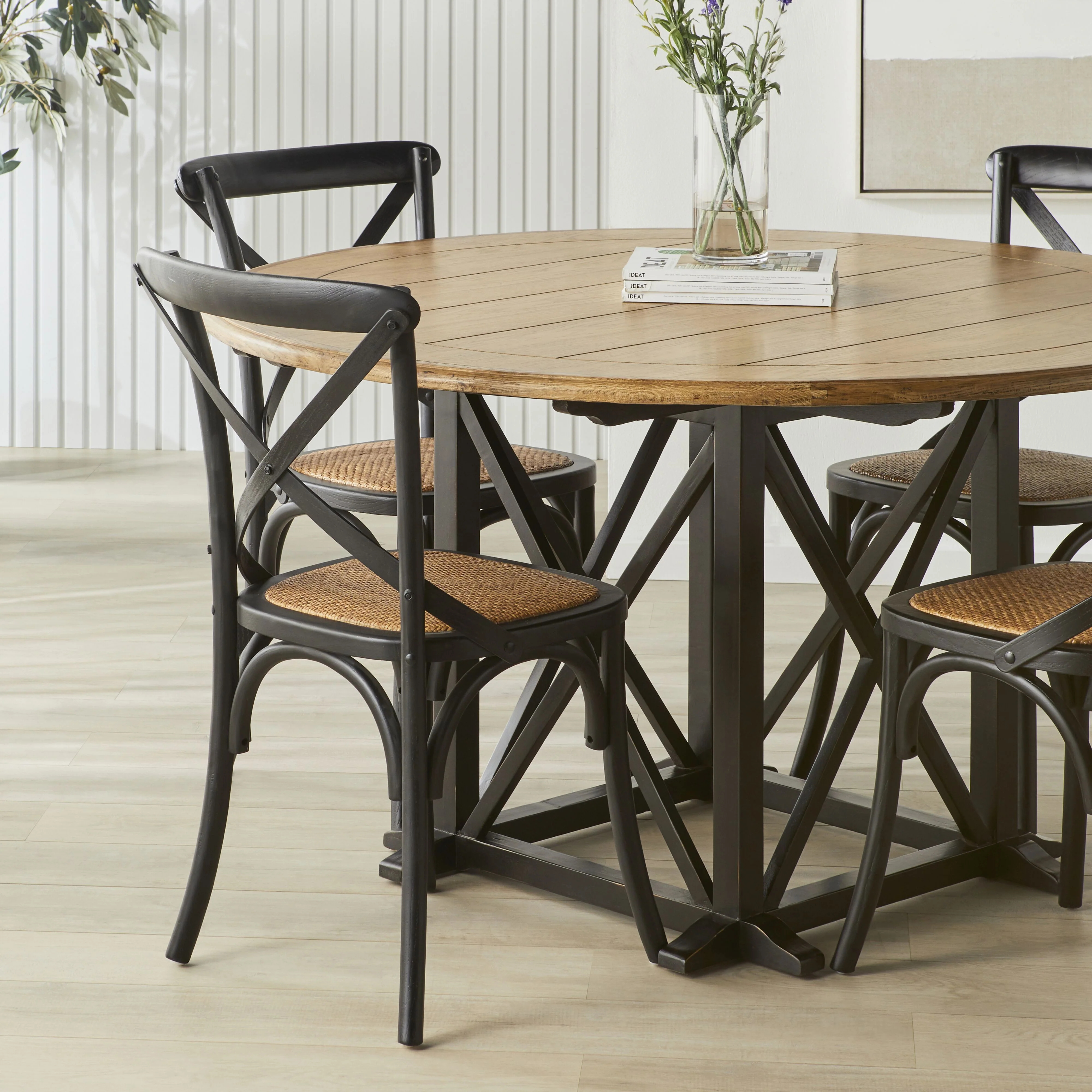 Provincial Oak Round Dining Table 140cm Distressed Black - Image 8