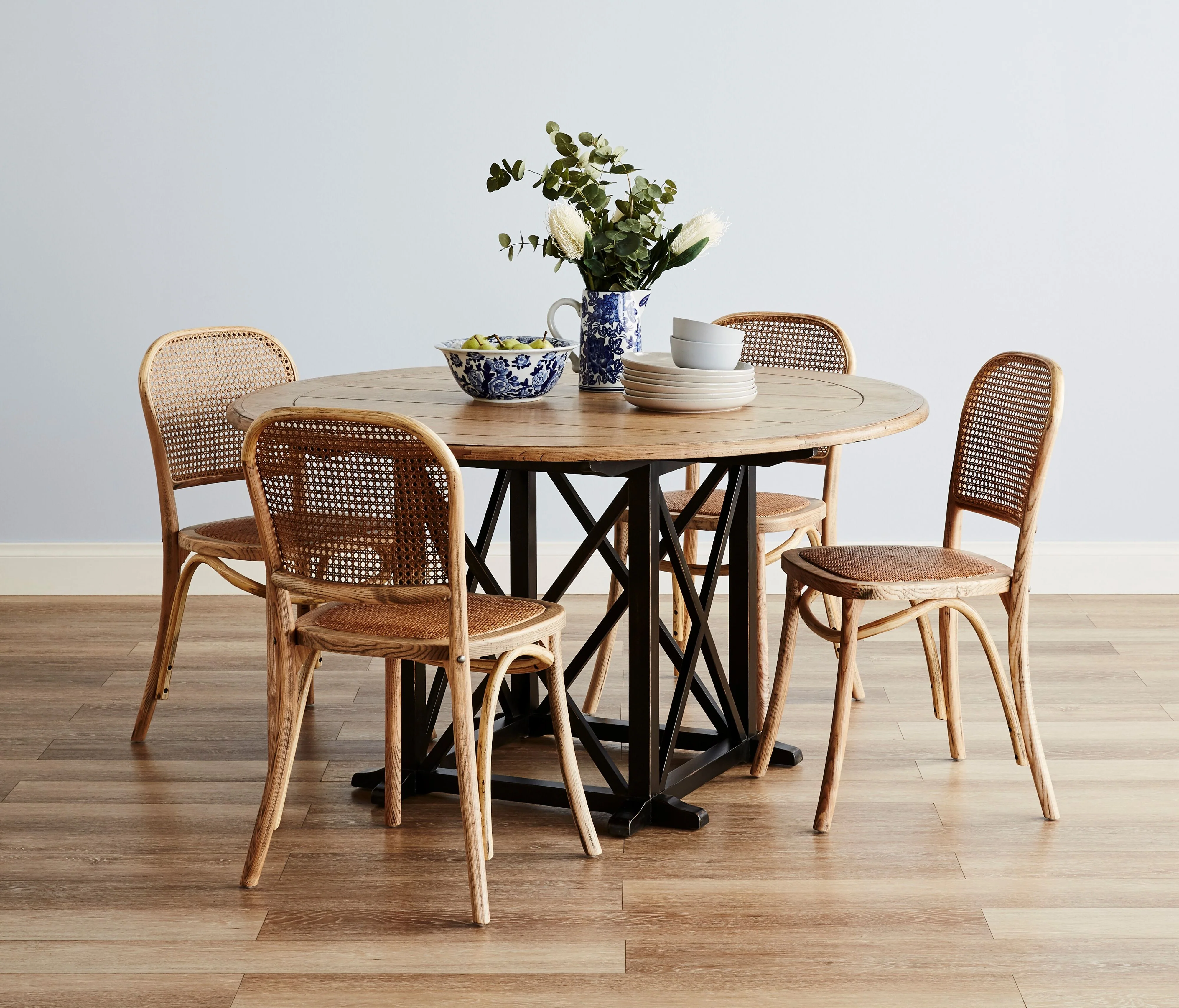 Provincial Oak Round Dining Table 140cm Distressed Black - Image 9