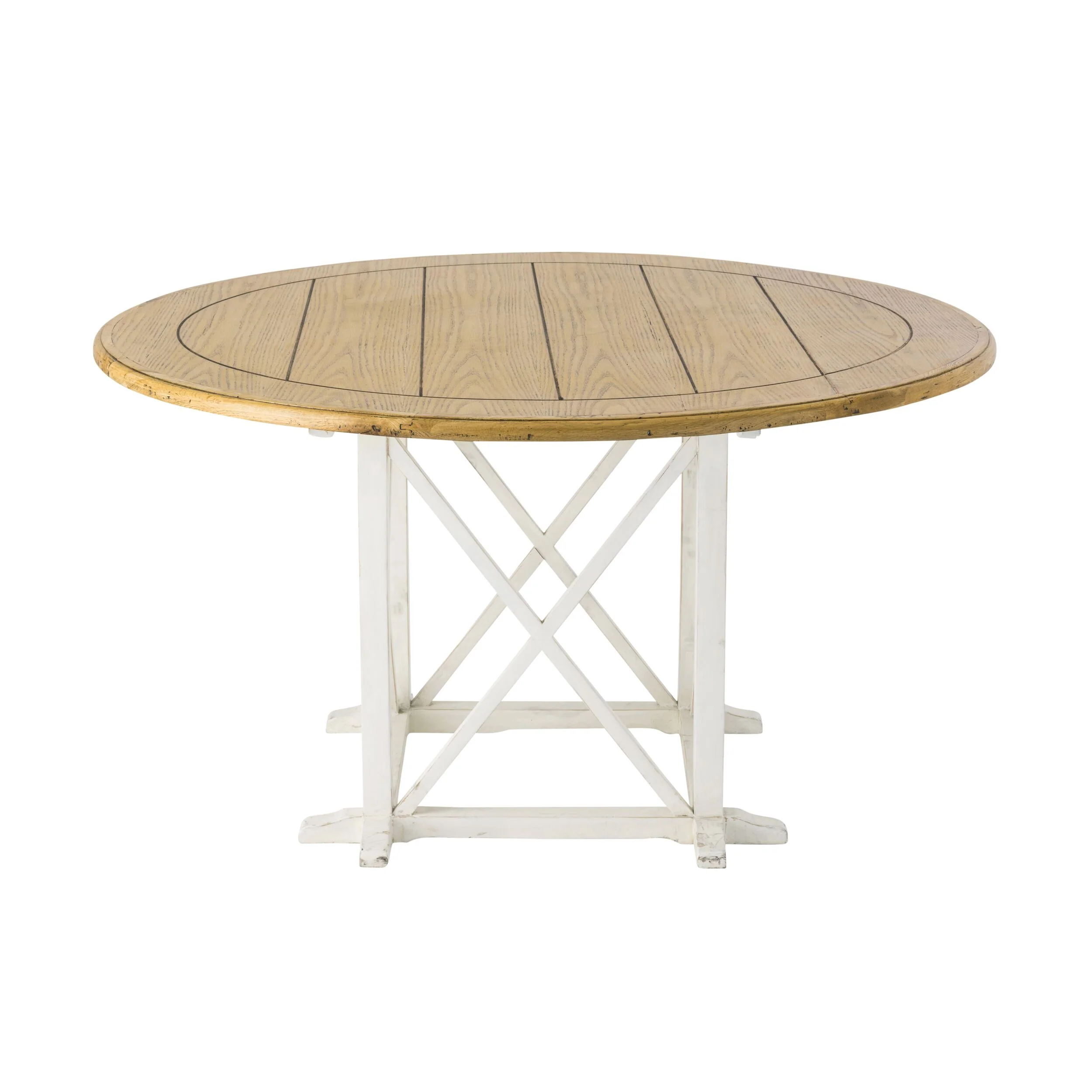 Provincial Oak Round Dining Table 140cm Distressed White - Image 3