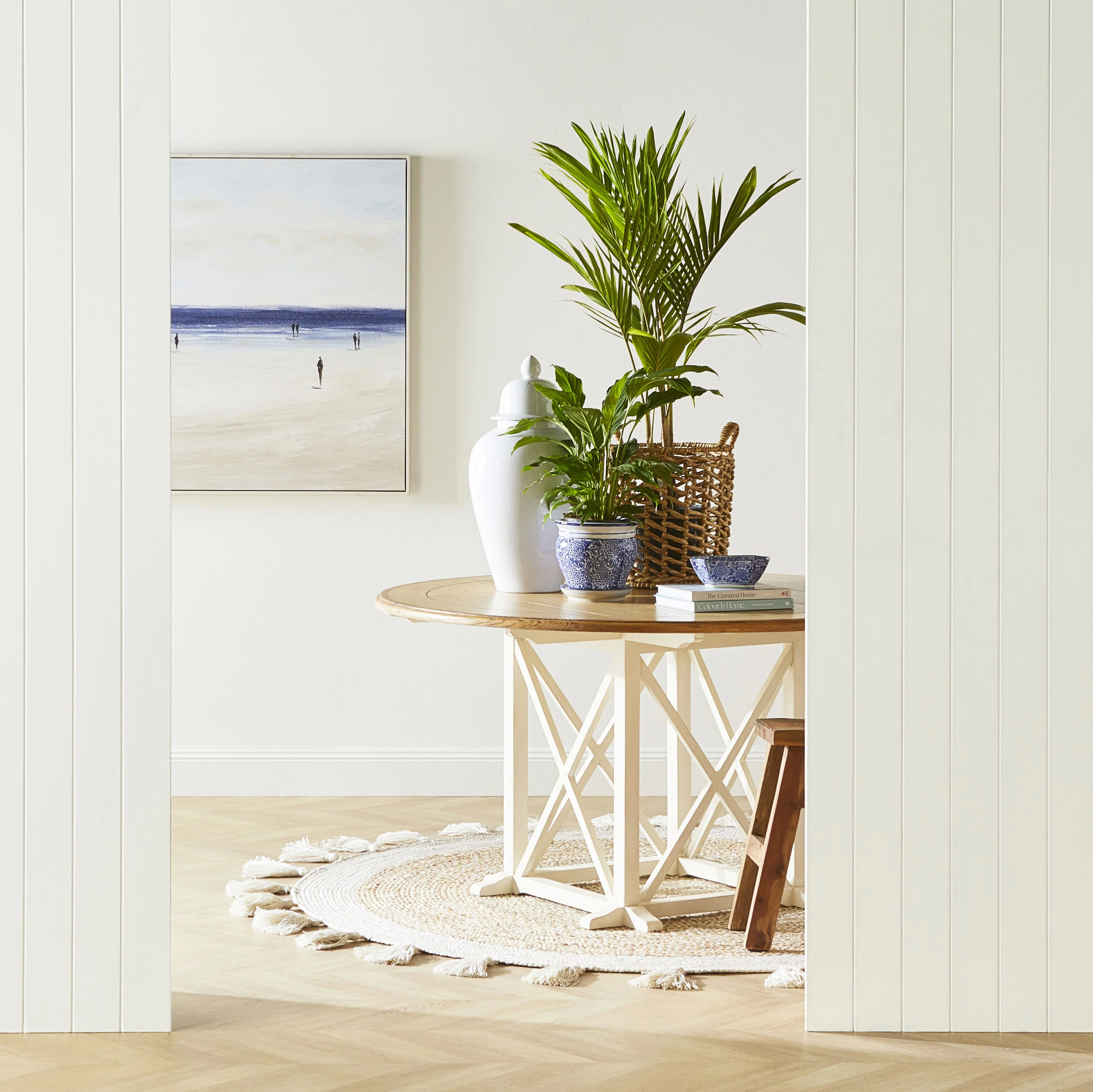Provincial Oak Round Dining Table 140cm Distressed White - Image 6