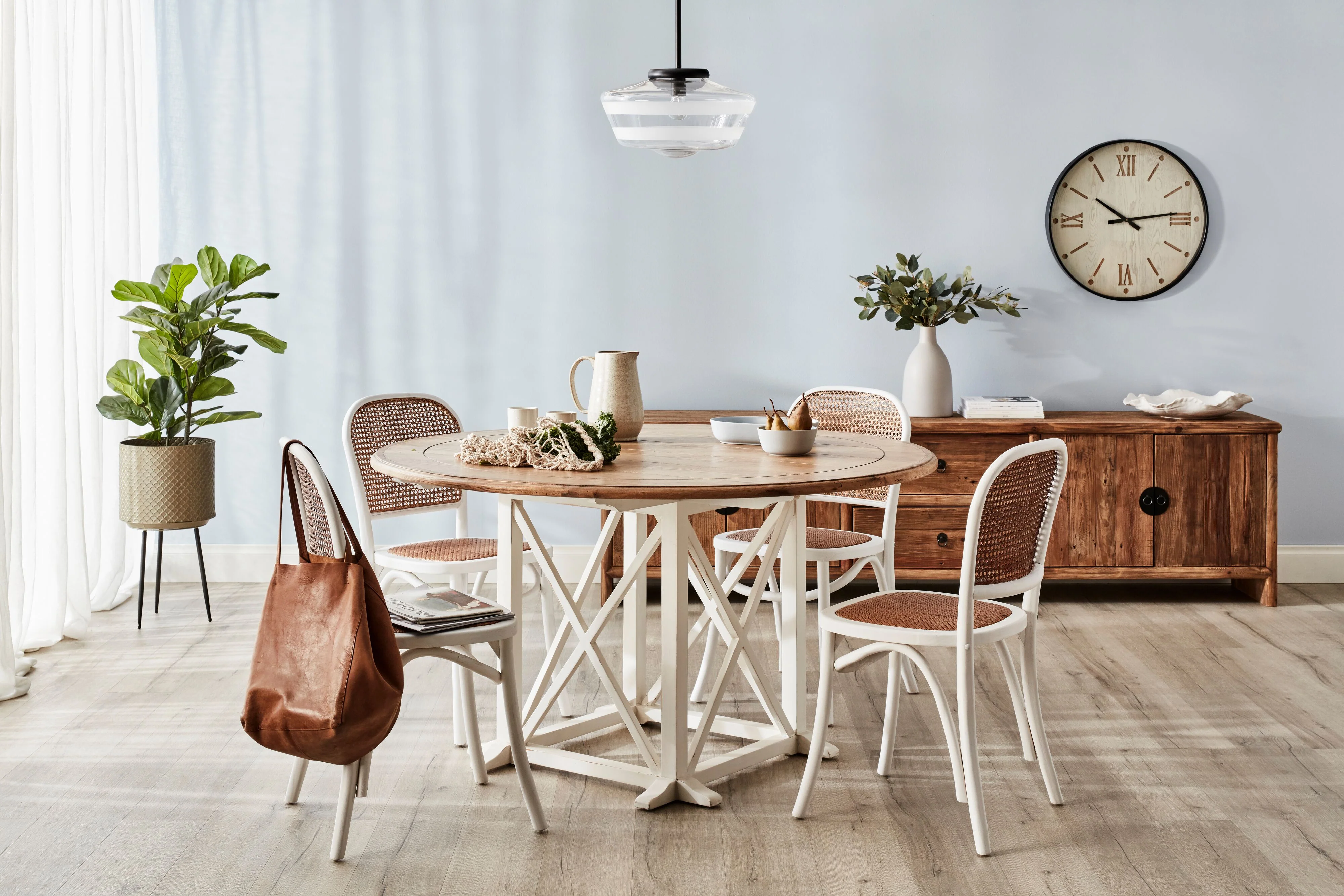 Provincial Oak Round Dining Table 140cm Distressed White - Image 8