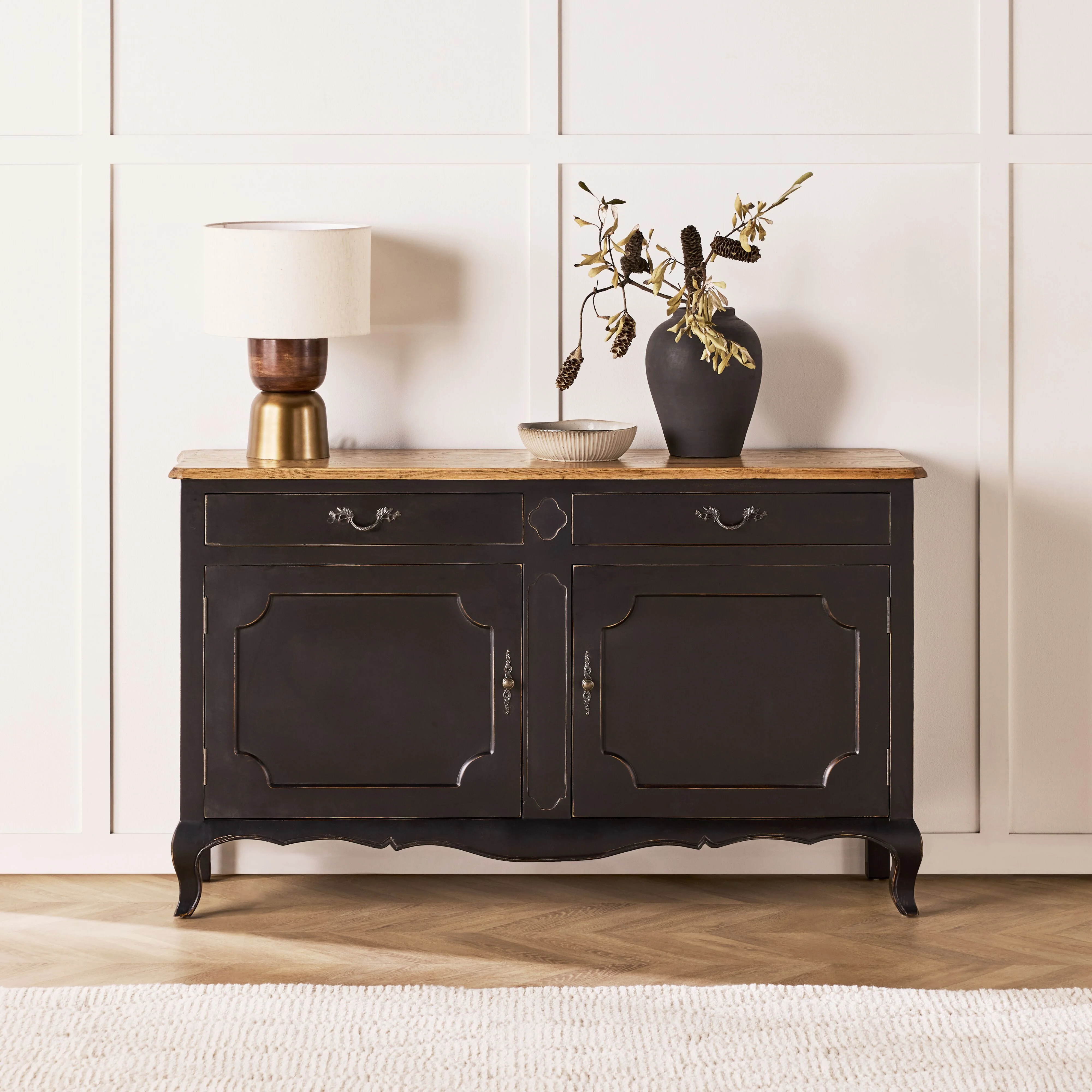 Provincial Oak Sideboard Black - Image 9