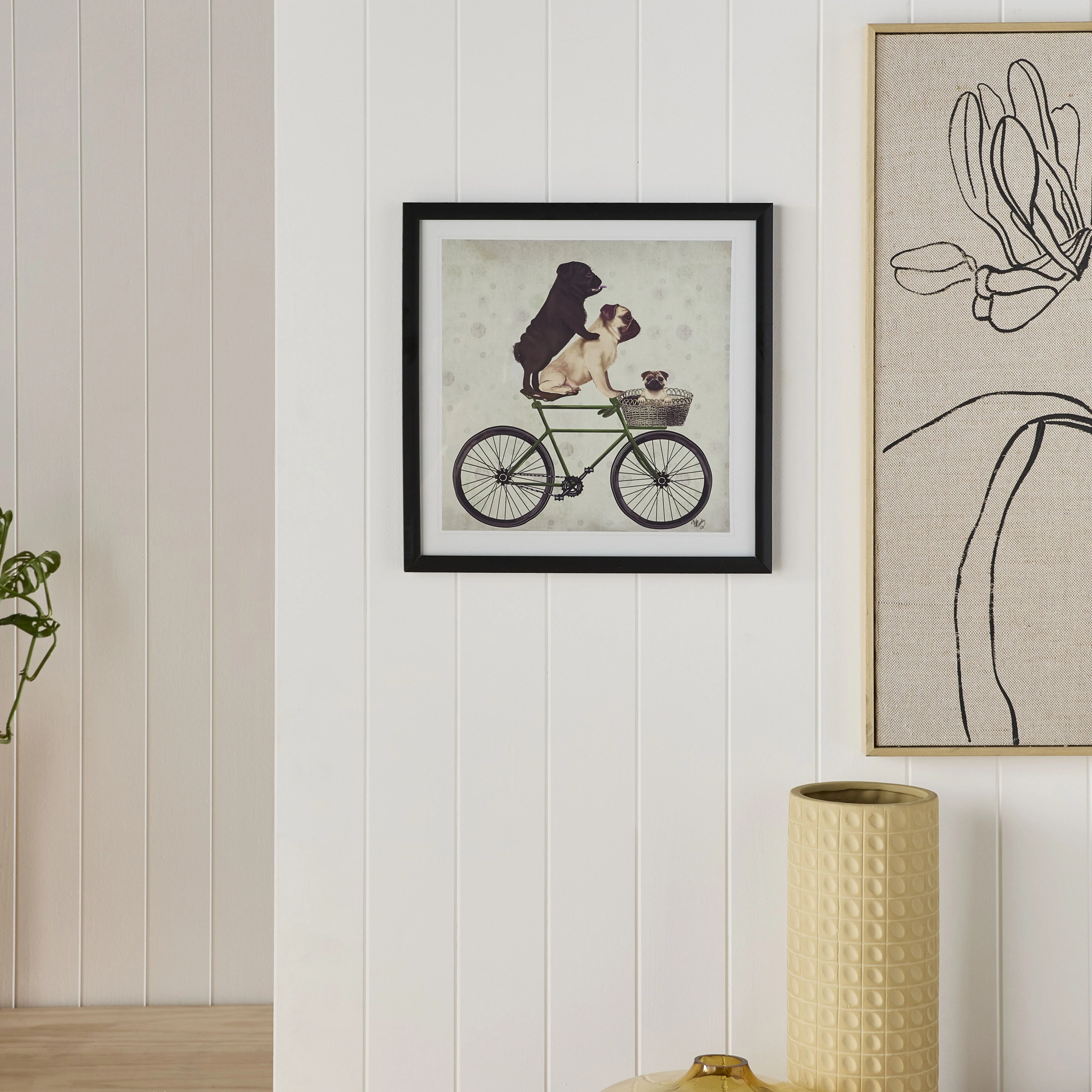 Pugs on a Bicycle Framed Print 41x41cm - Image 4