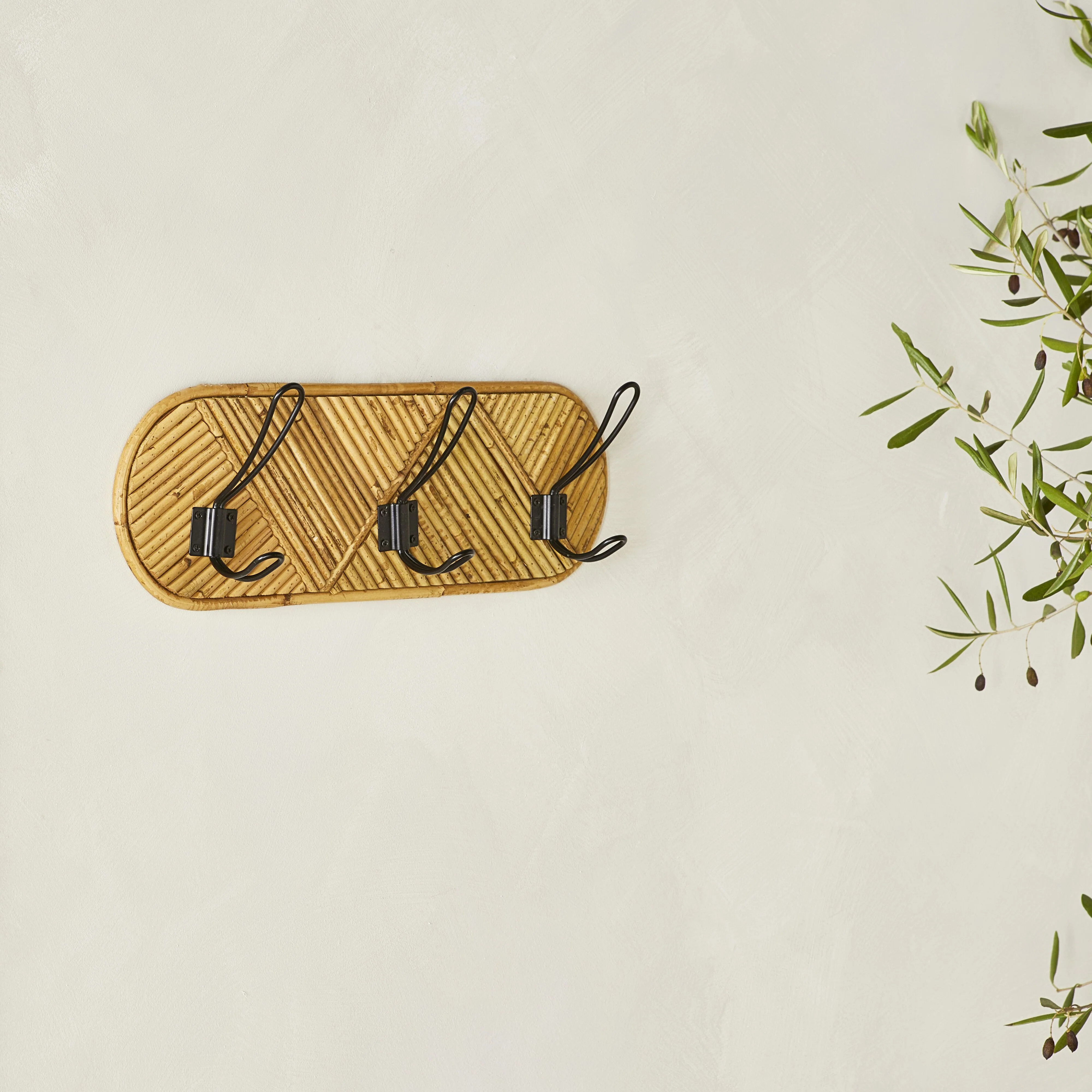 Rattan Diamond Pattern Wall Hook 46x14.5cm - Image 6