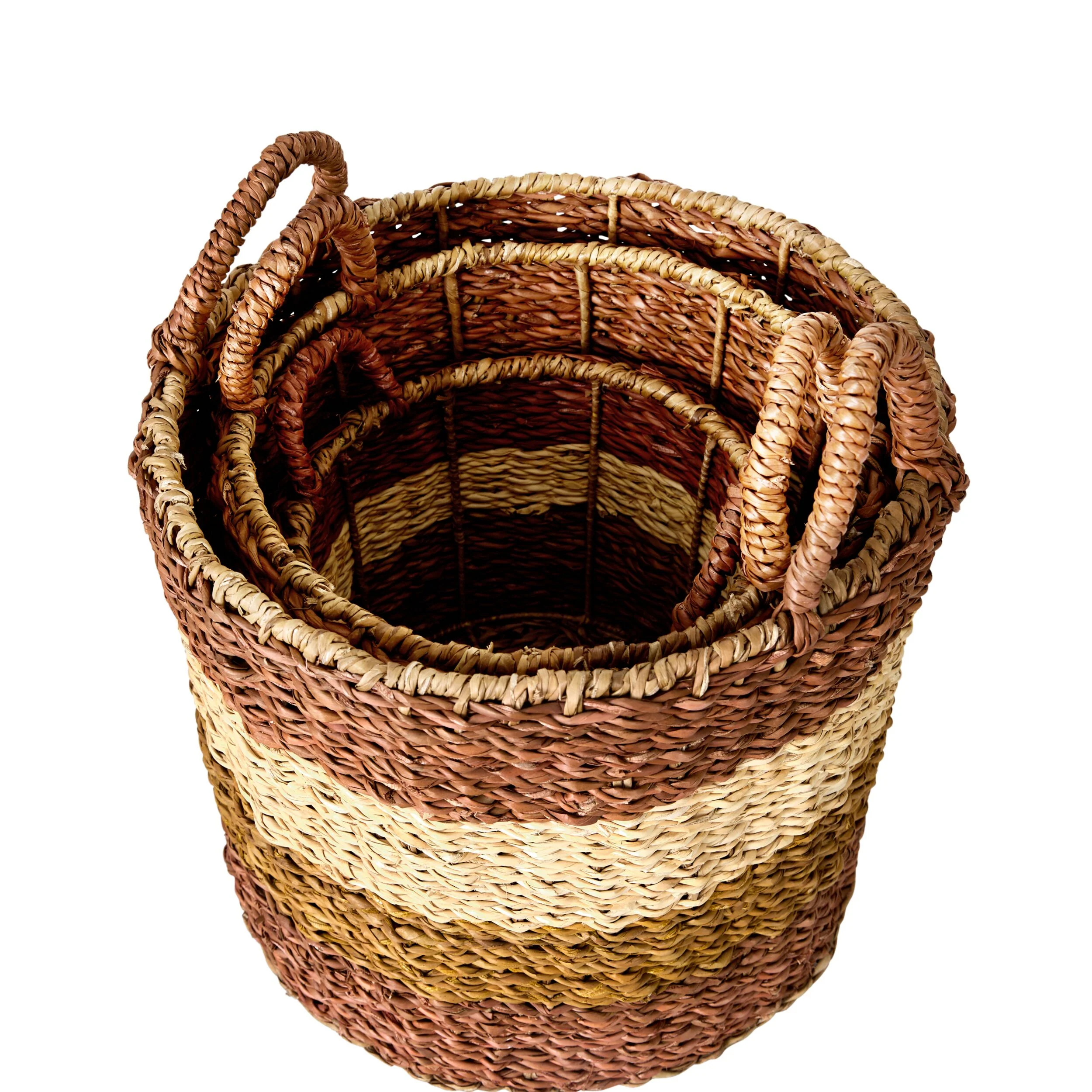 Ravani Wide Stripe Round Storage Basket Set of 3 - Image 7