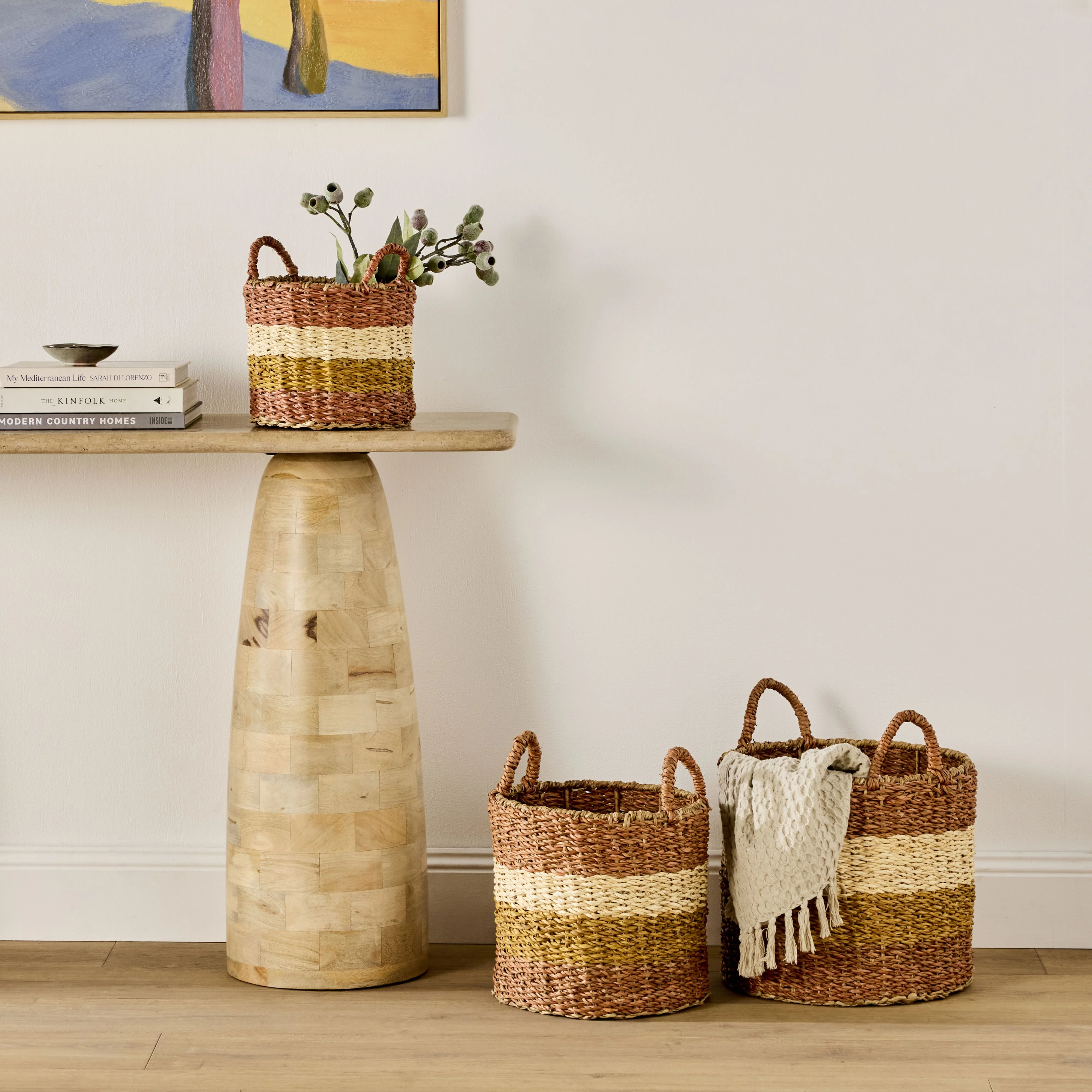 Ravani Wide Stripe Round Storage Basket Set of 3 - Image 8