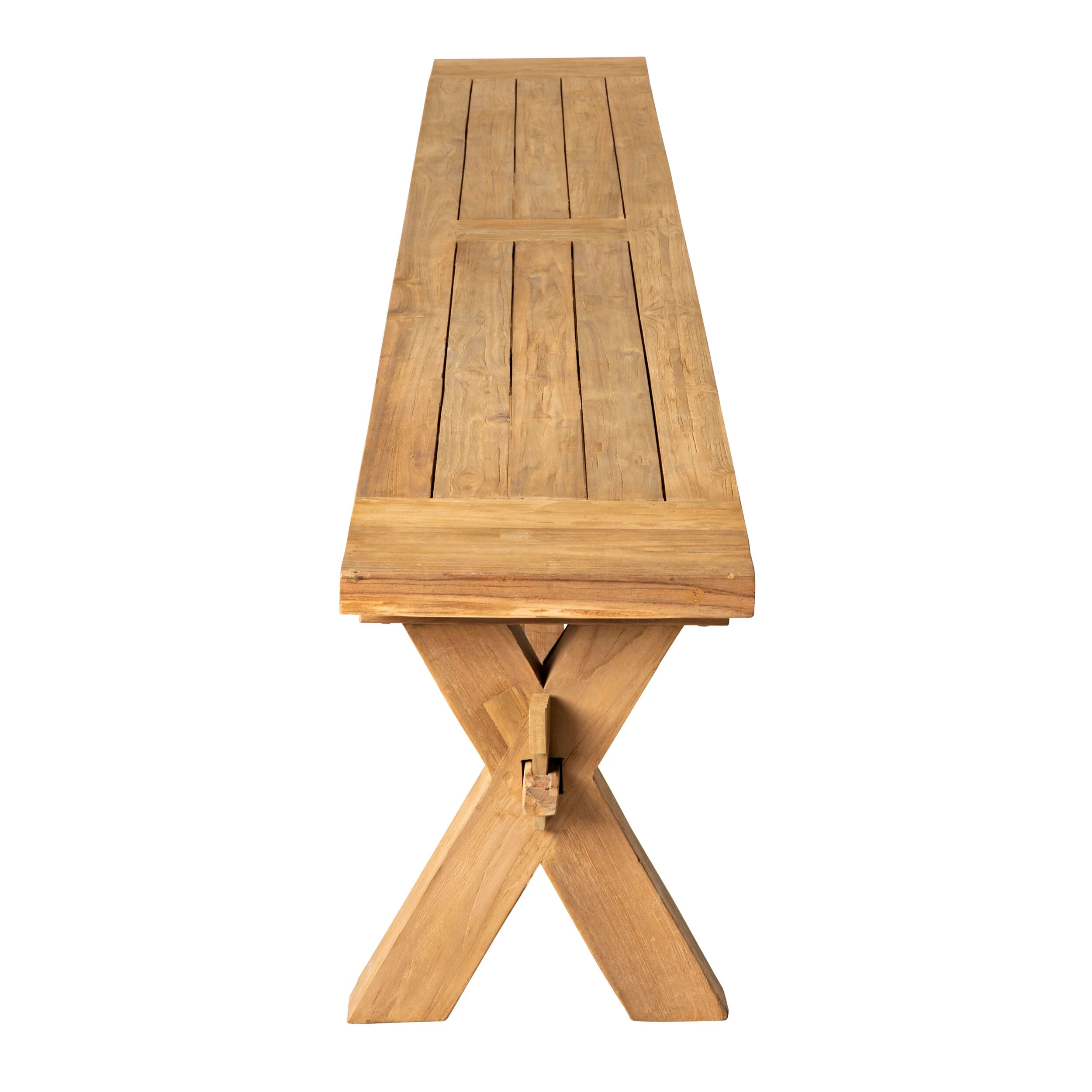 Reclaimed Teak Cross Bench 260cm - Image 3