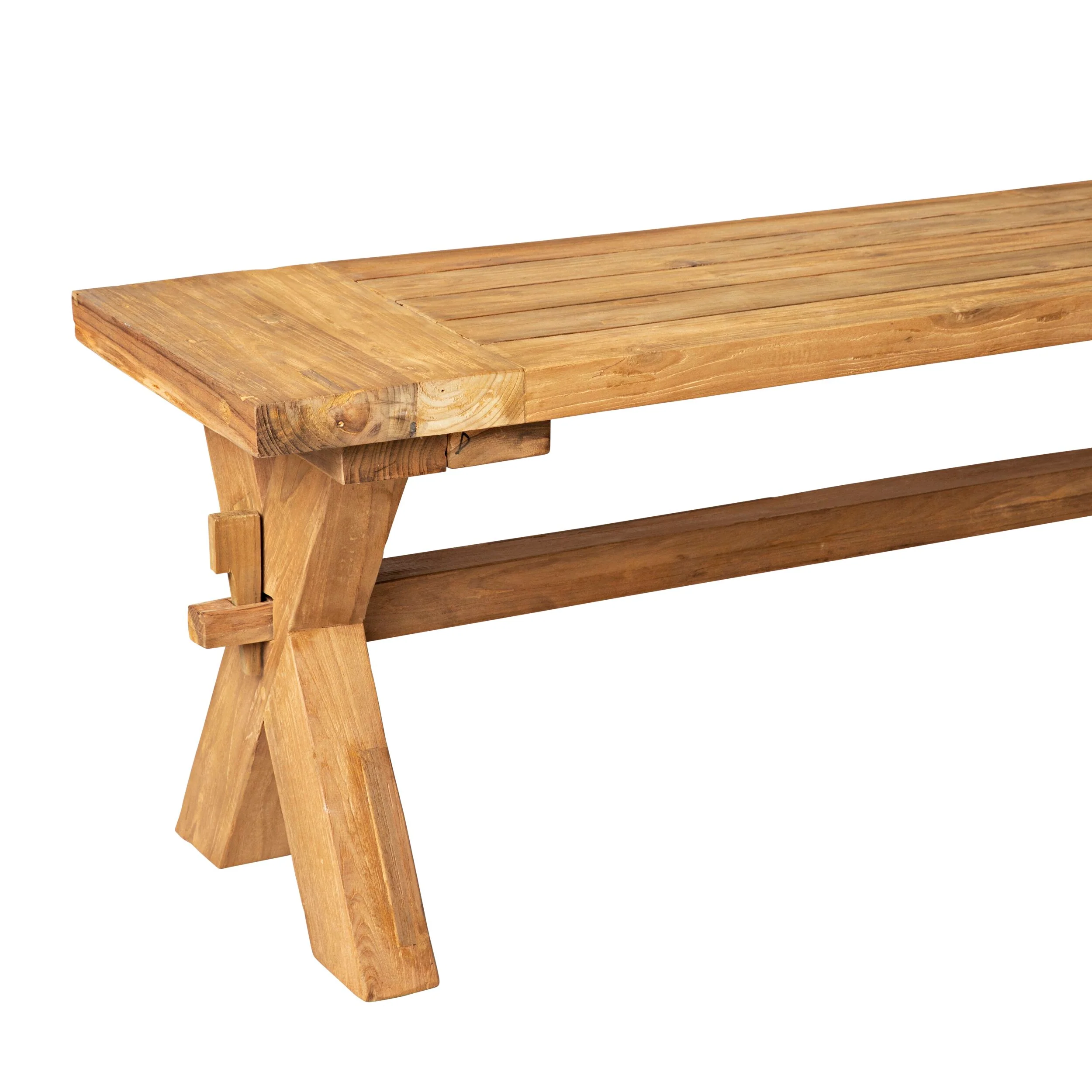 Reclaimed Teak Cross Bench 260cm - Image 4
