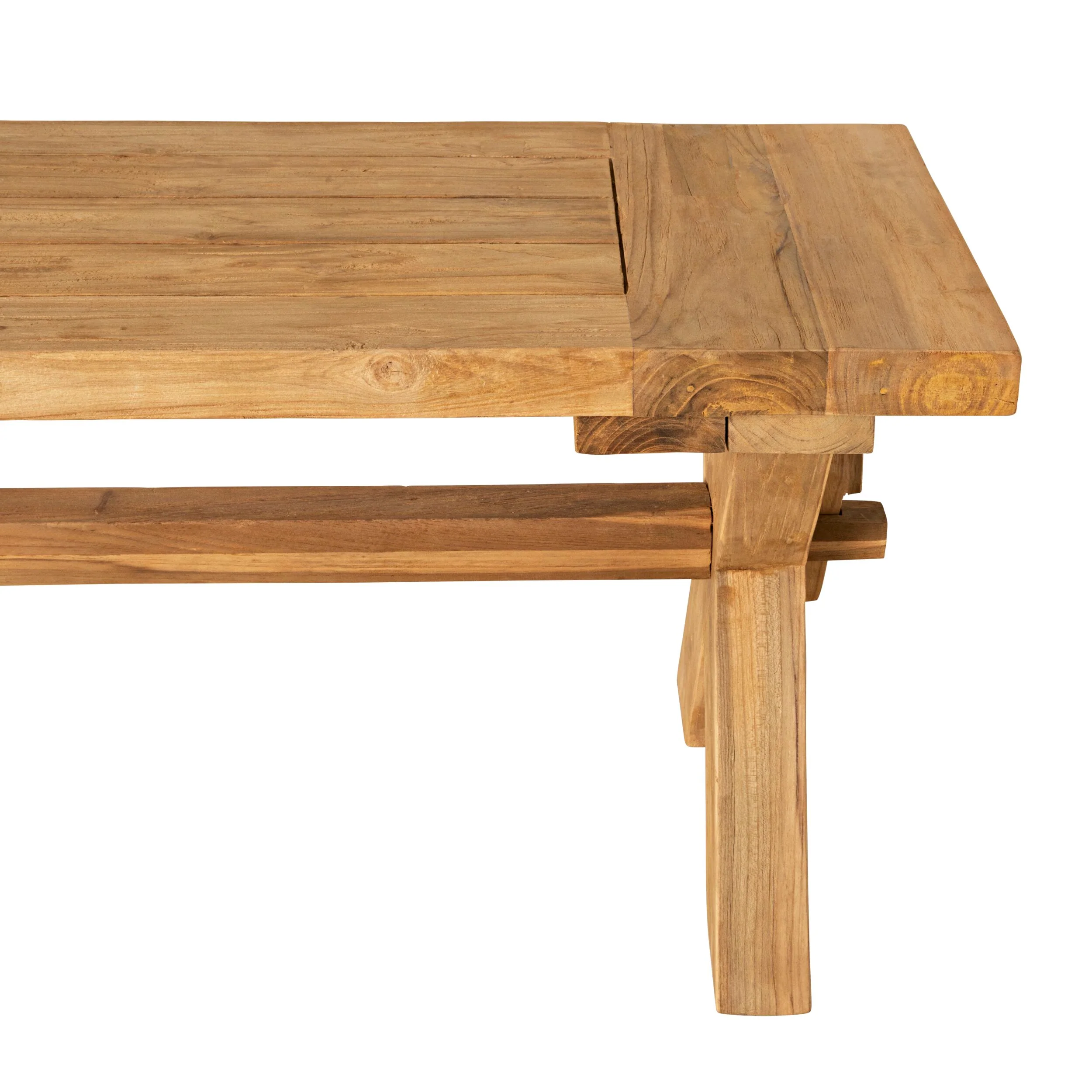 Reclaimed Teak Cross Bench 260cm - Image 5