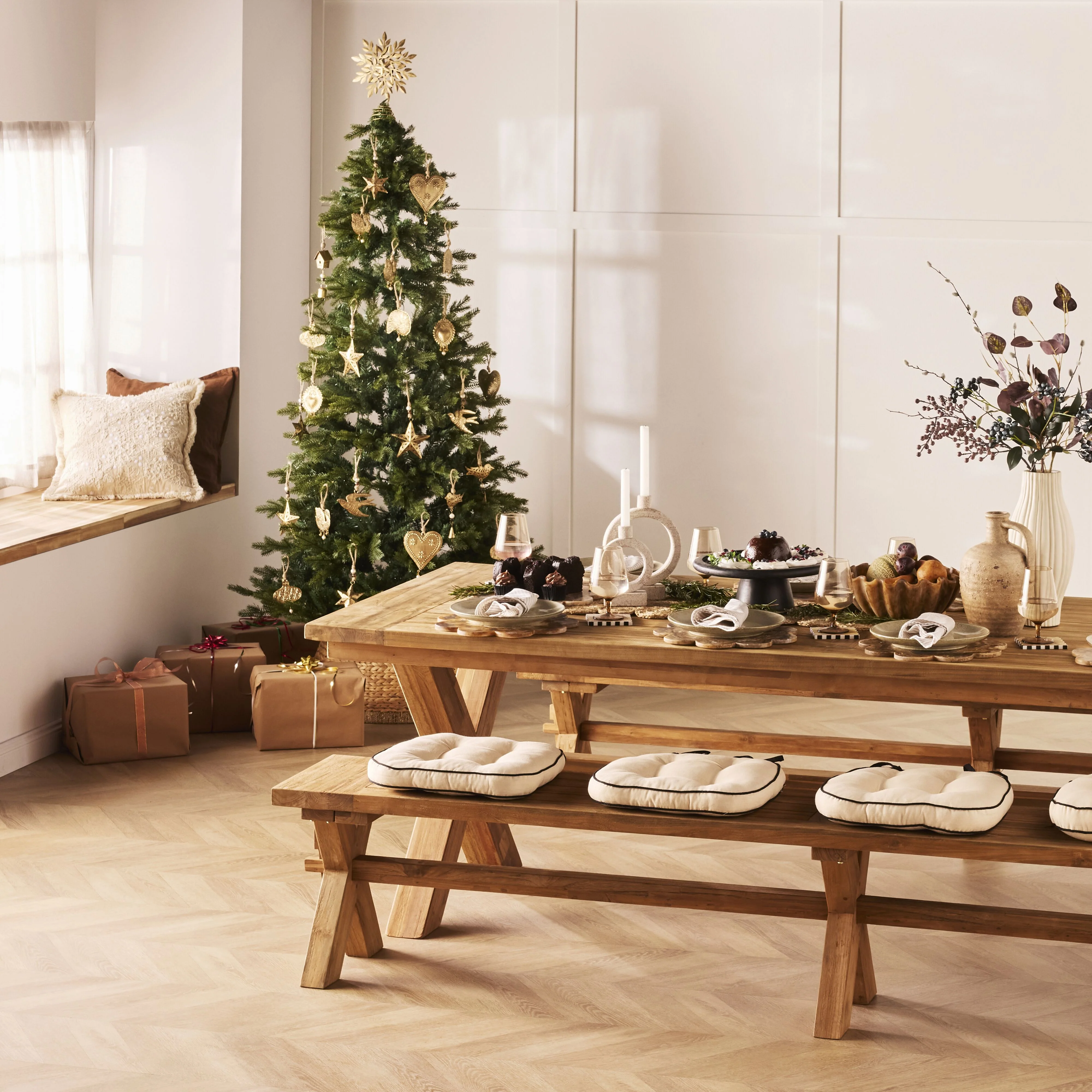 Reclaimed Teak Cross Leg Dining Table 260cm - Image 16