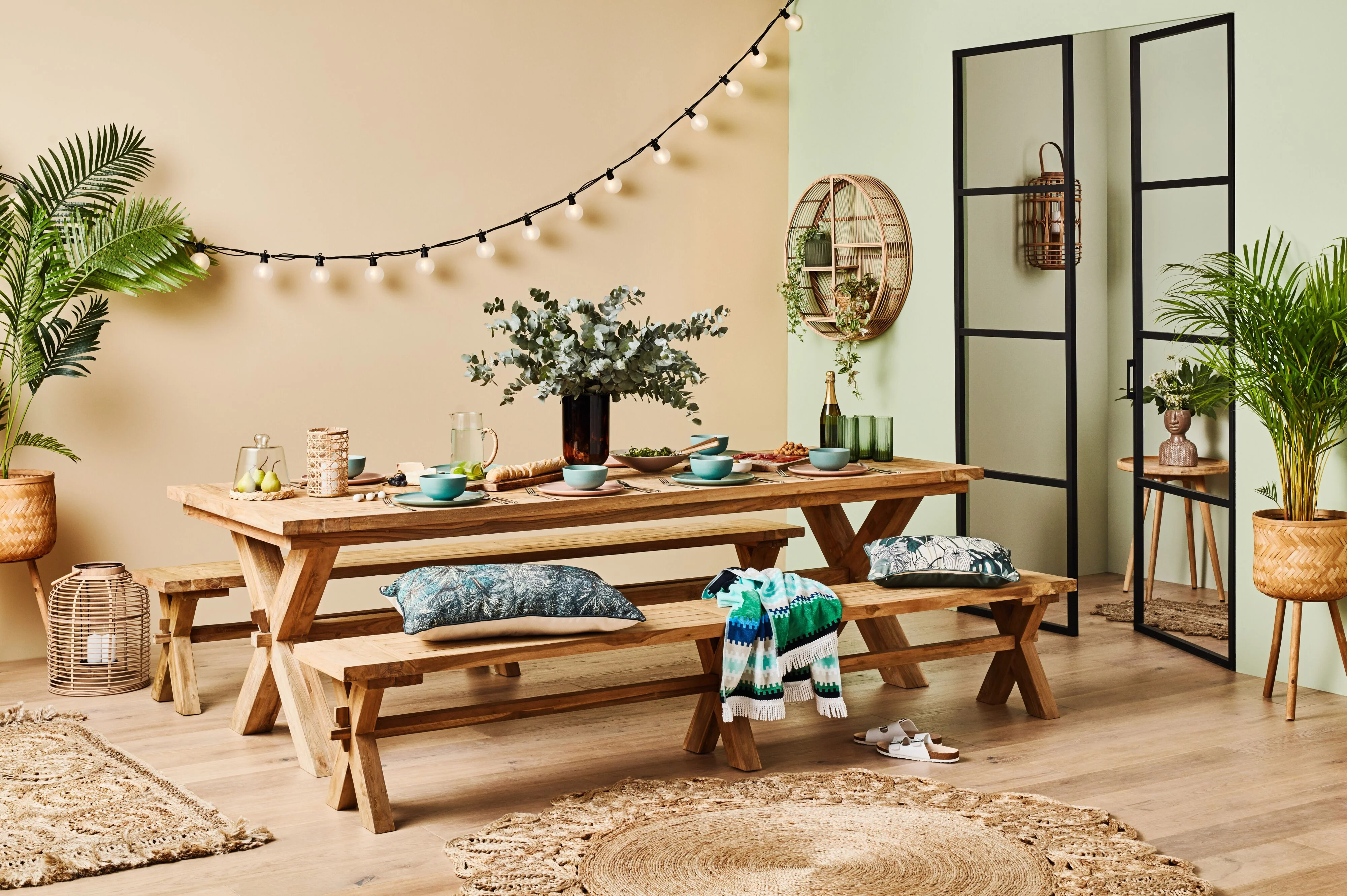 Reclaimed Teak Outdoor Dining Table 260cm - 3 Pce Package - Image 6