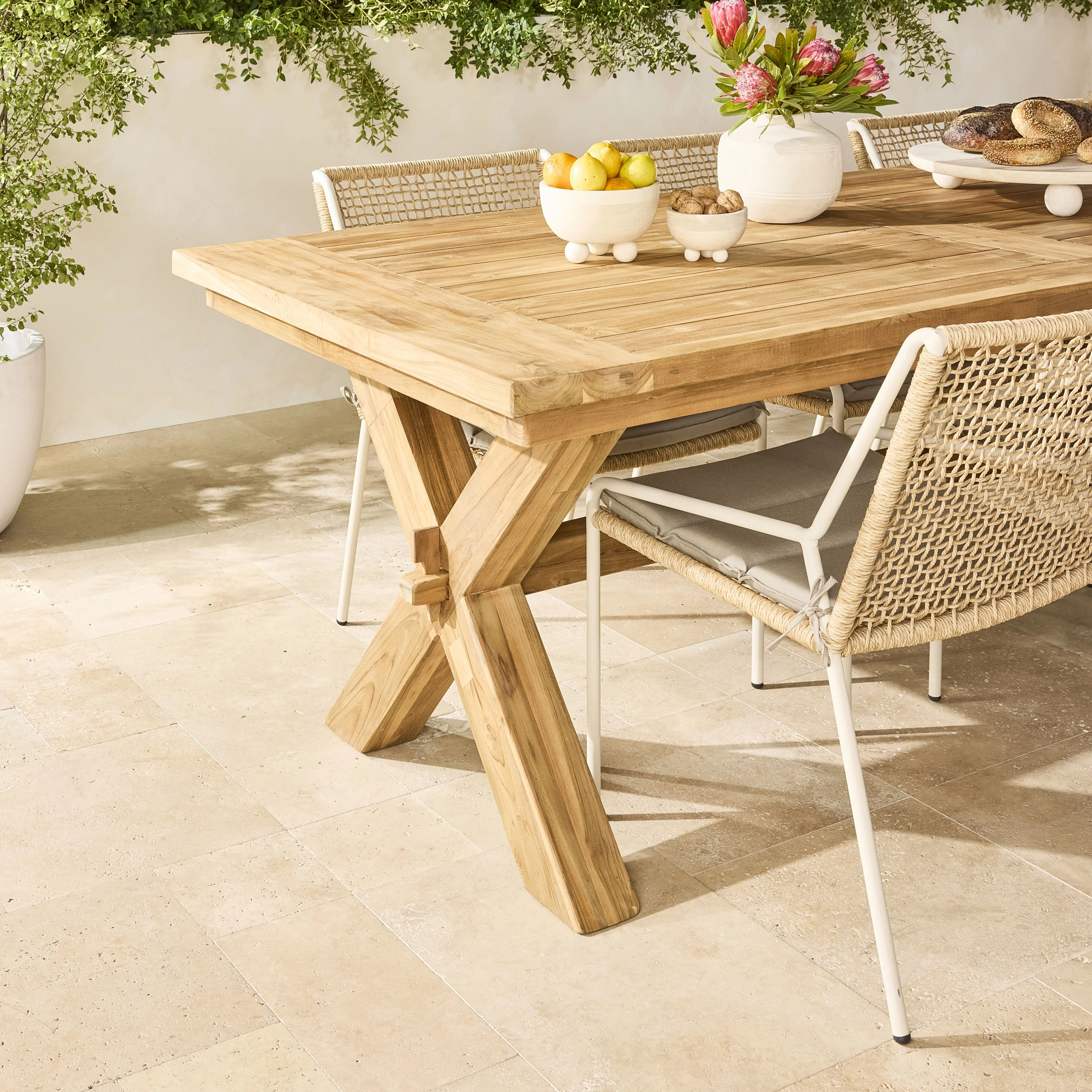 Reclaimed Teak Cross Leg Dining Table 320cm - Image 10