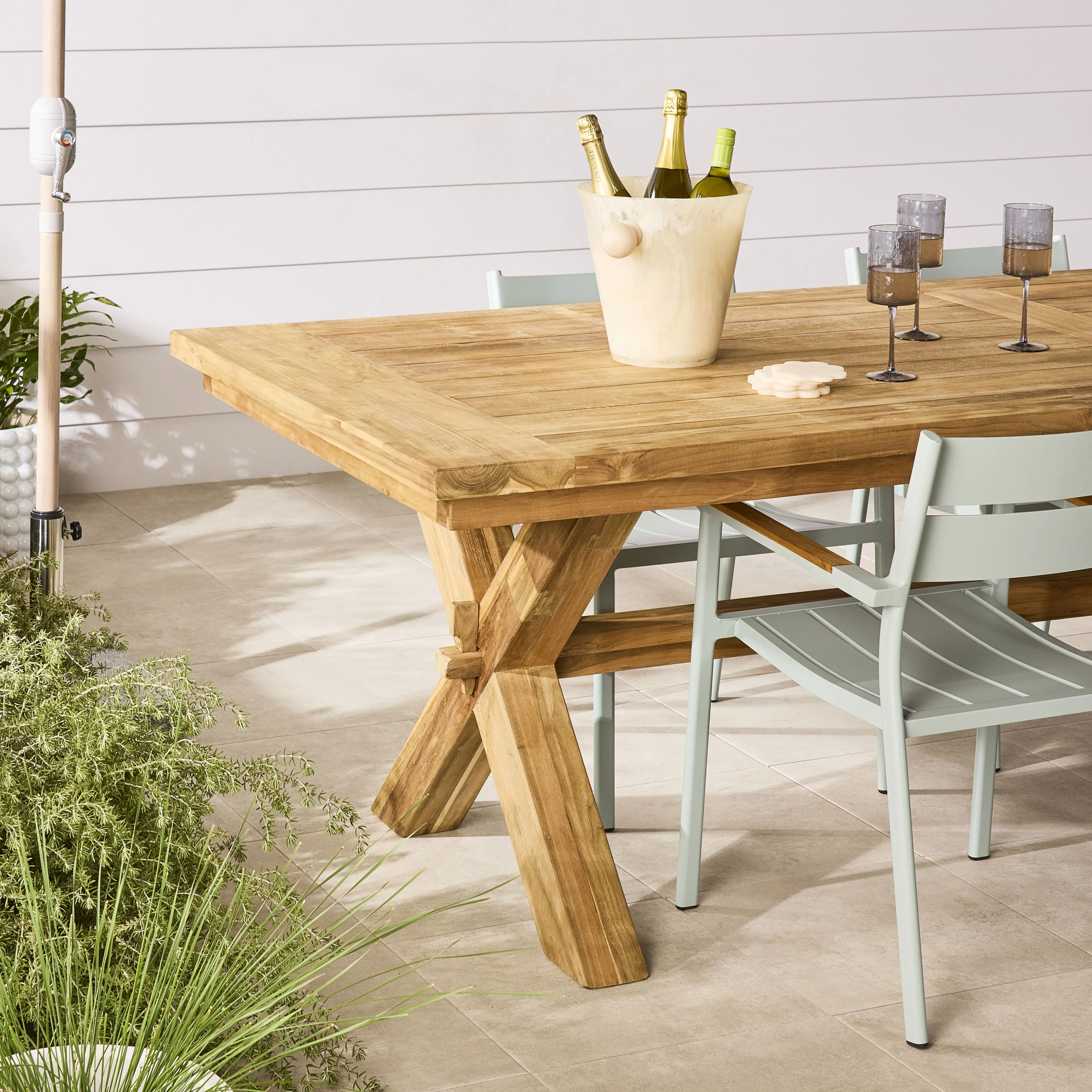 Reclaimed Teak Cross Leg Dining Table 400cm - Image 10