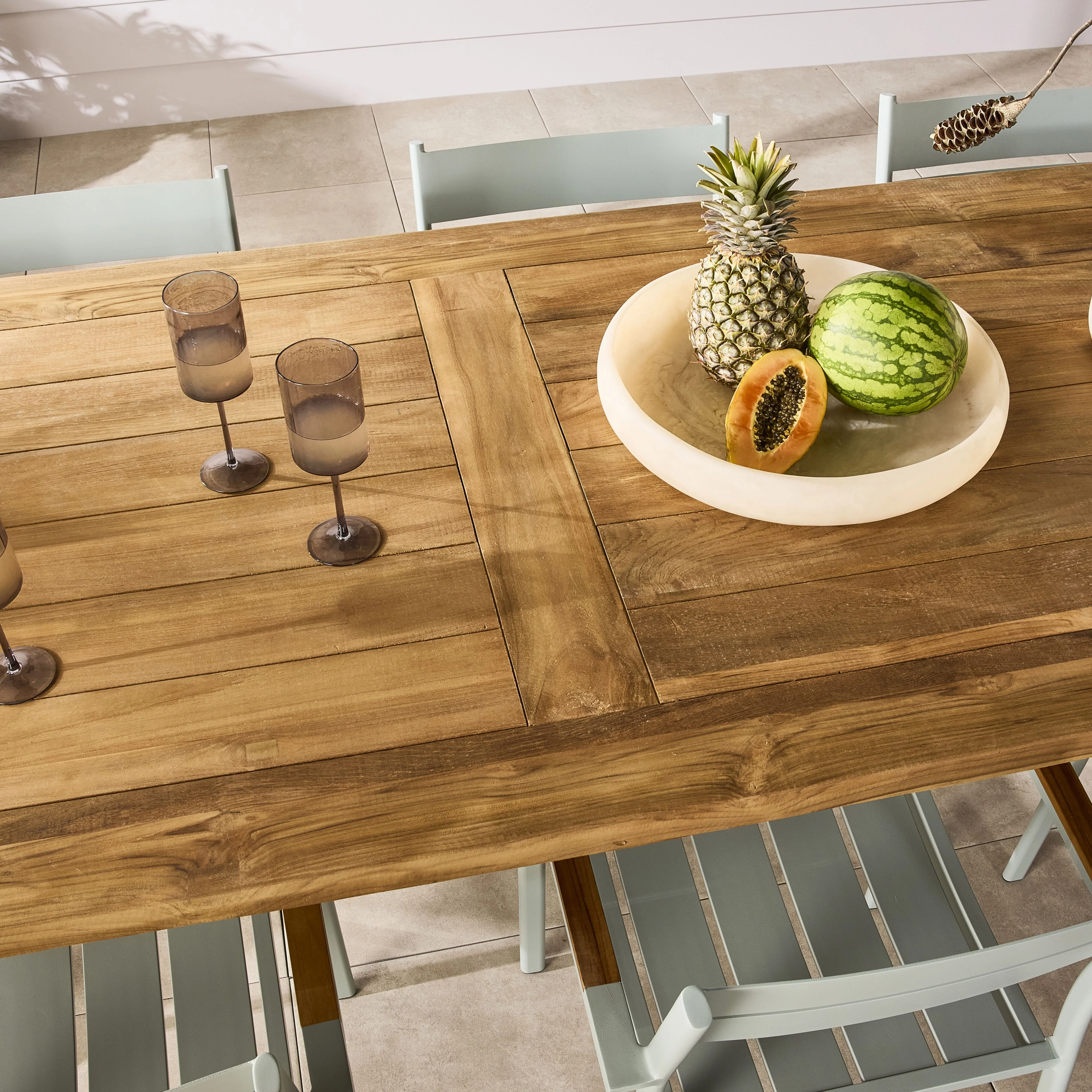 Reclaimed Teak Cross Leg Dining Table 400cm - Image 12
