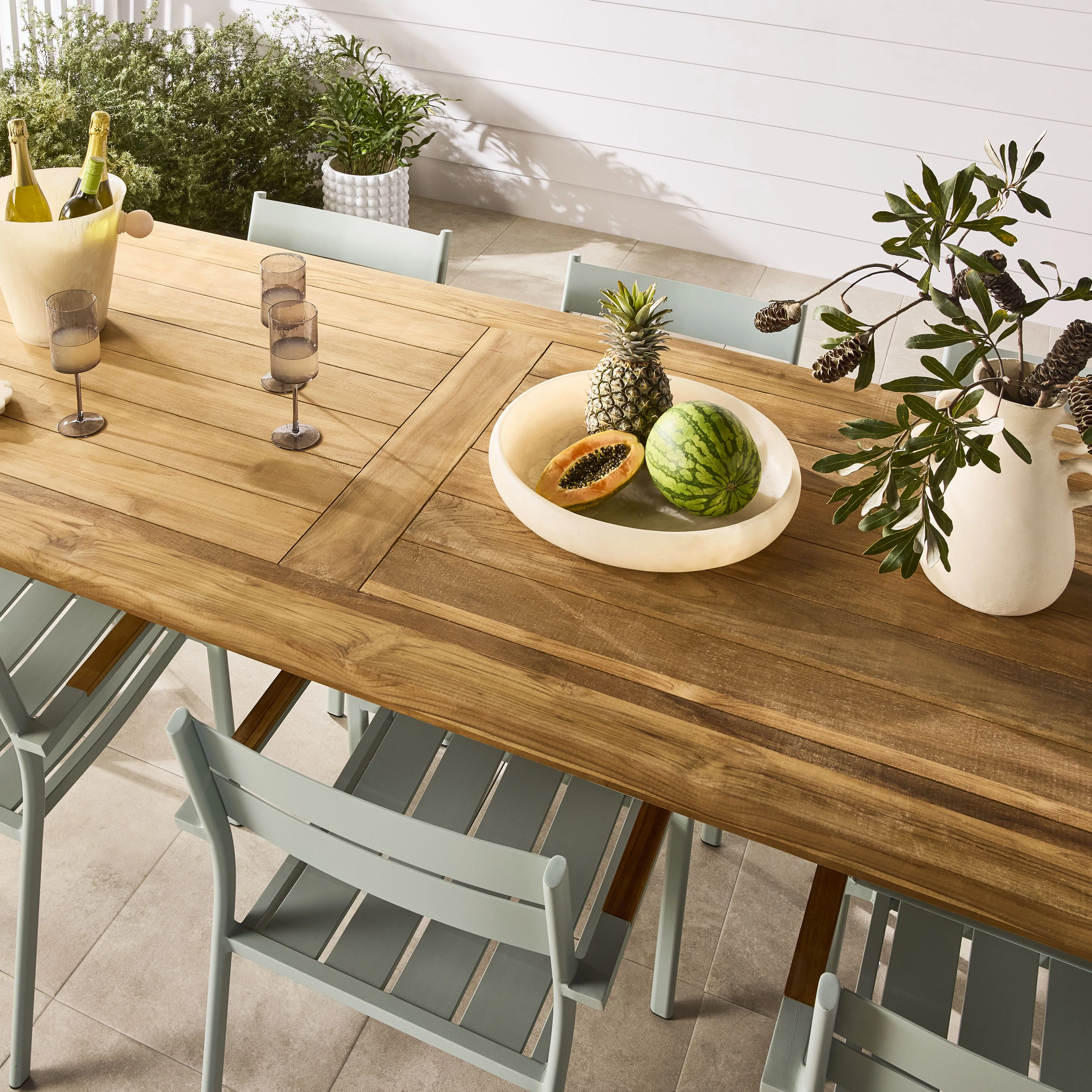 Reclaimed Teak Cross Leg Dining Table 400cm - Image 14