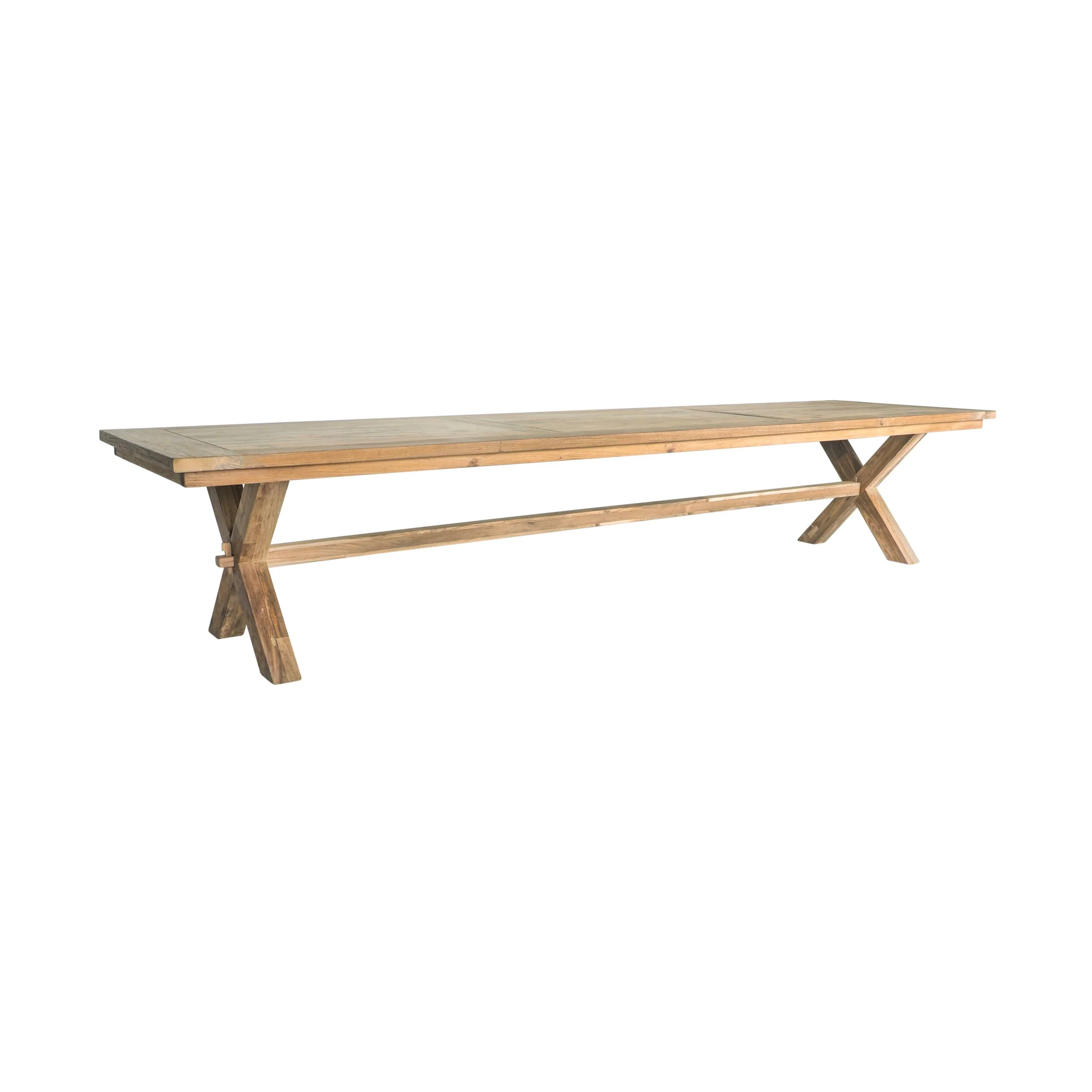 Reclaimed Teak Cross Leg Dining Table 400cm with 8 Weave Dining Chair Package - Image 2