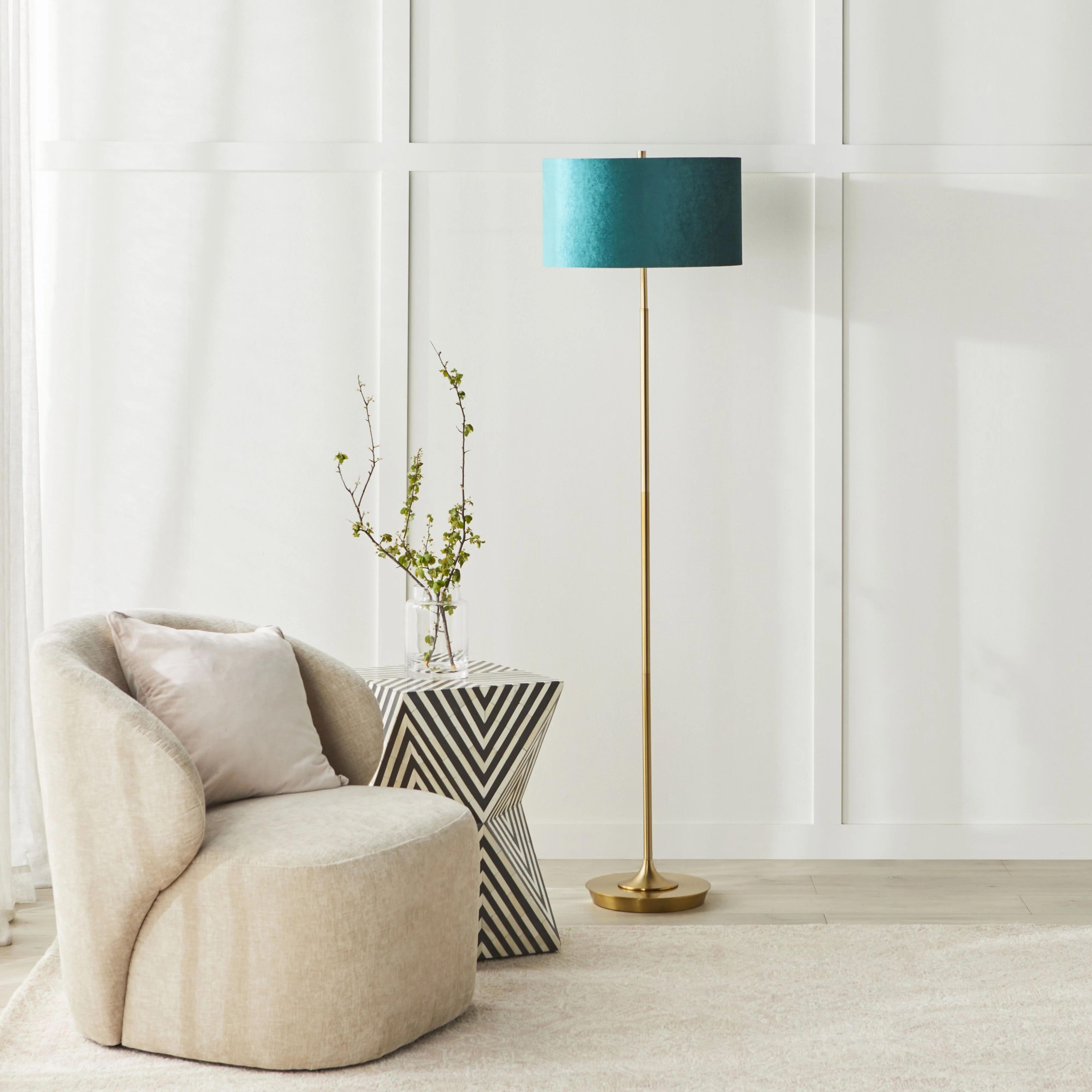 Reid Velvet Green Floor Lamp 157.5cm - Image 7
