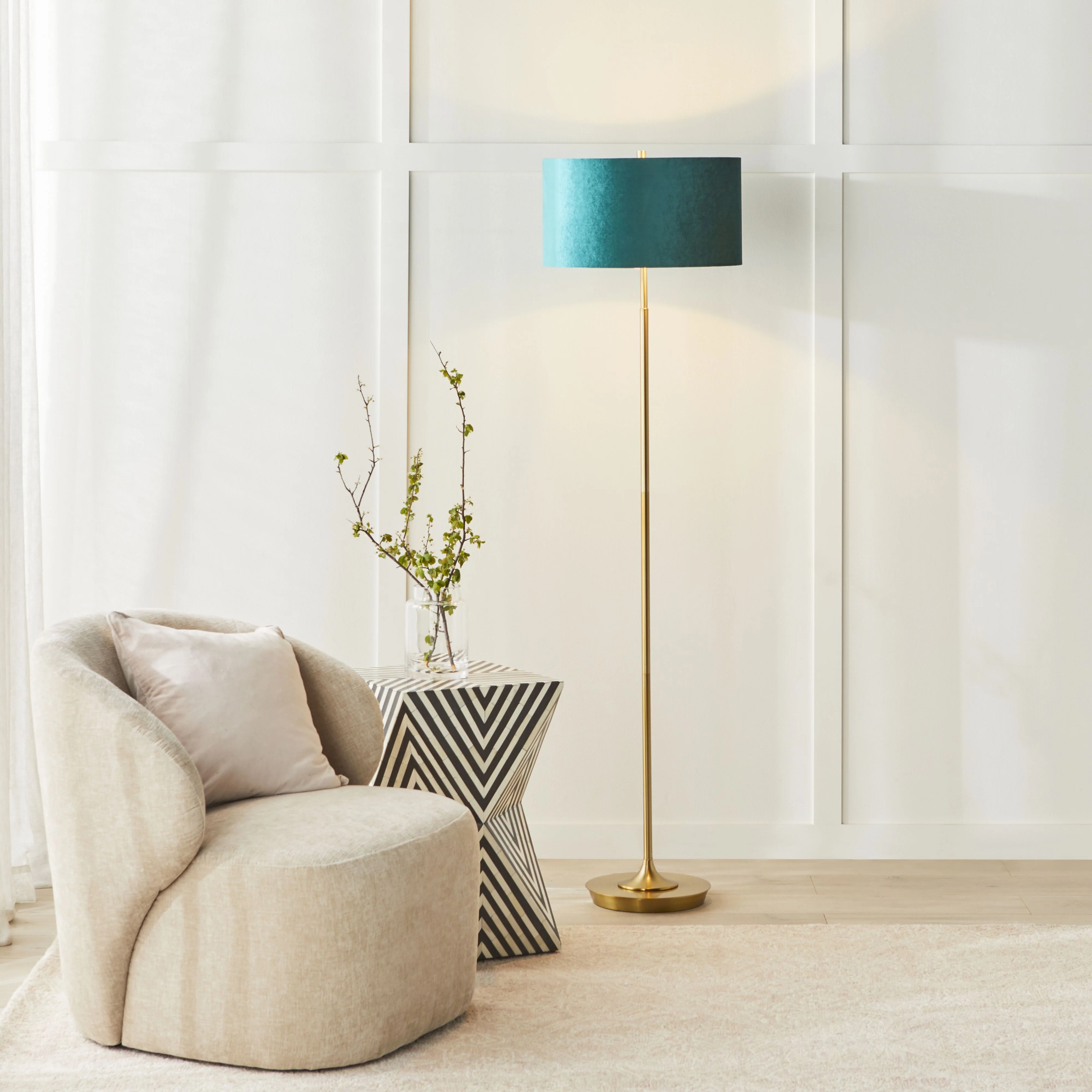 Reid Velvet Green Floor Lamp 157.5cm - Image 8