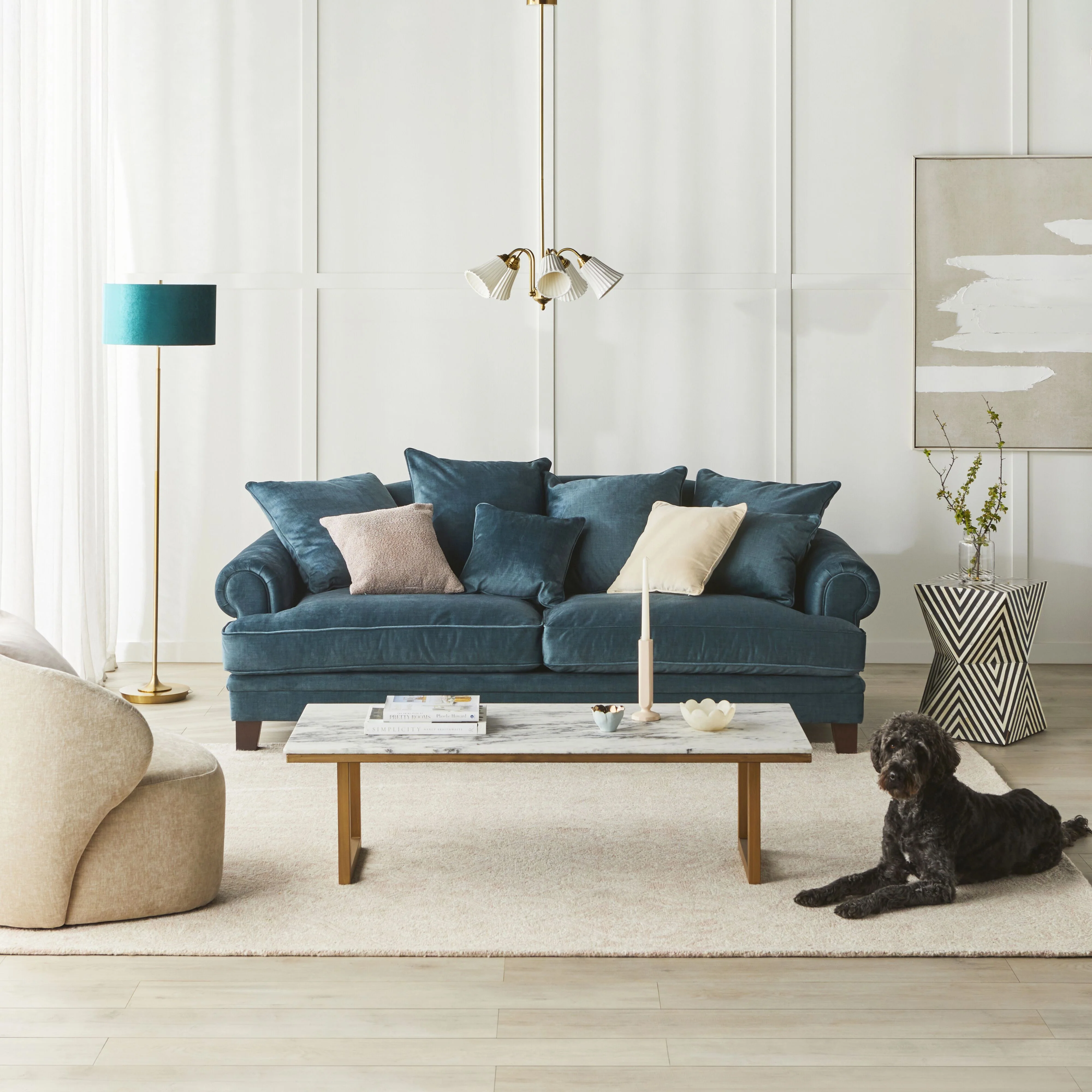 Reid Velvet Green Floor Lamp 157.5cm - Image 9