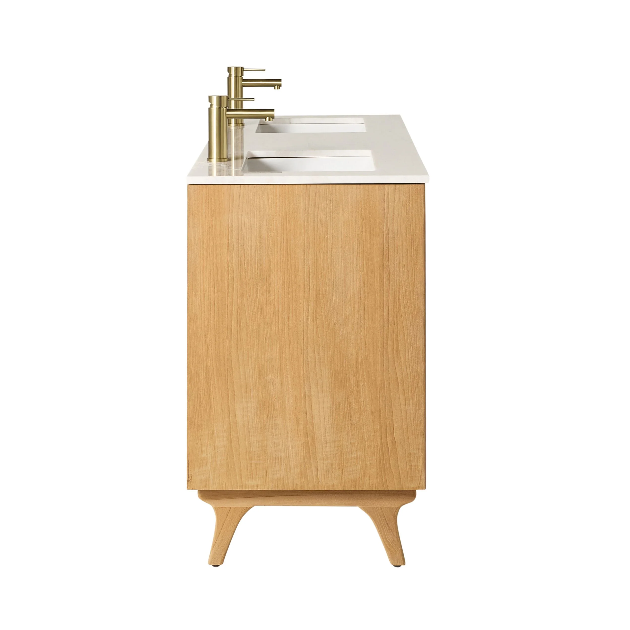 Remi Double Bathroom Vanity Teak with Stone Top 1510mm Package - Image 4