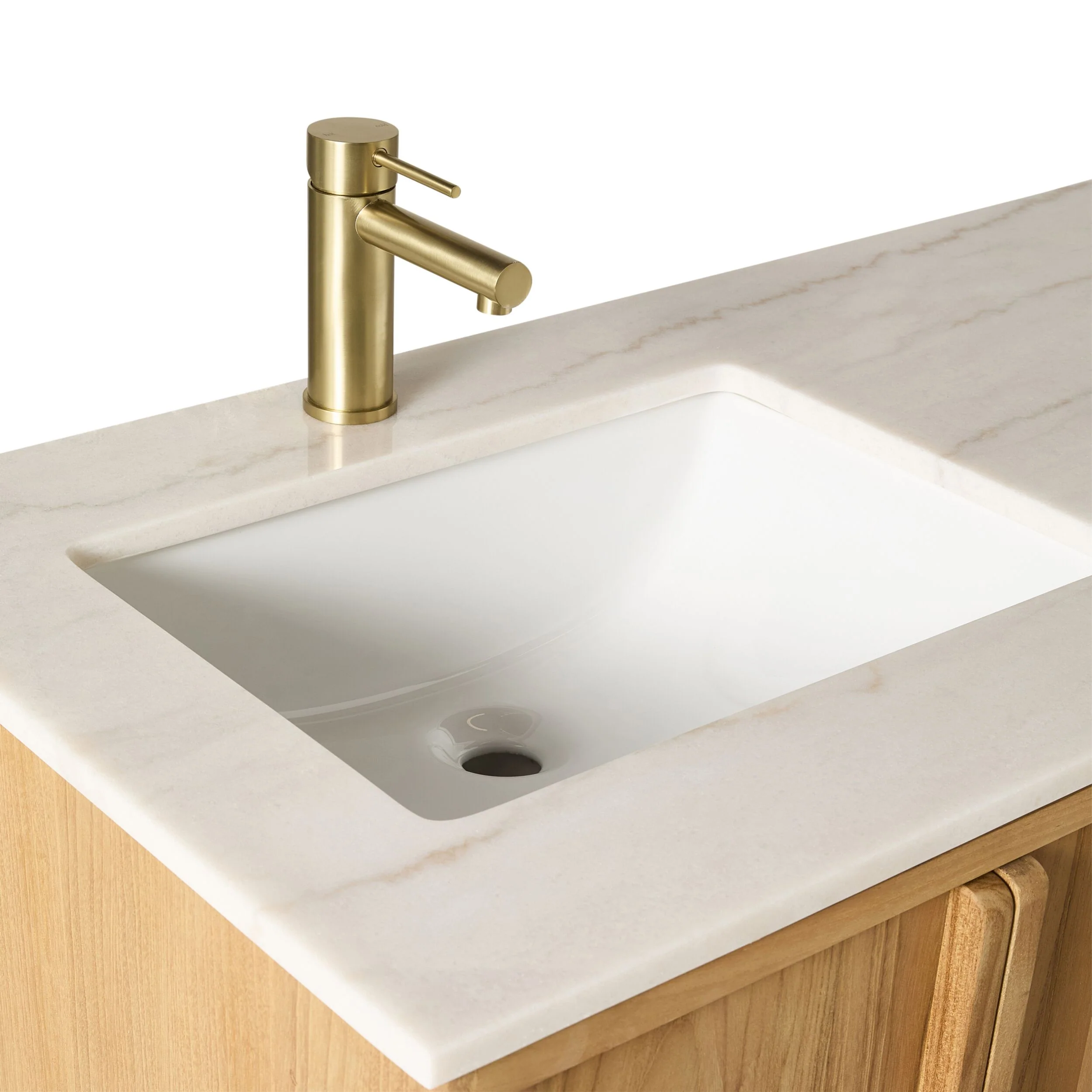 Remi Double Bathroom Vanity Teak with Stone Top 1510mm Package - Image 6