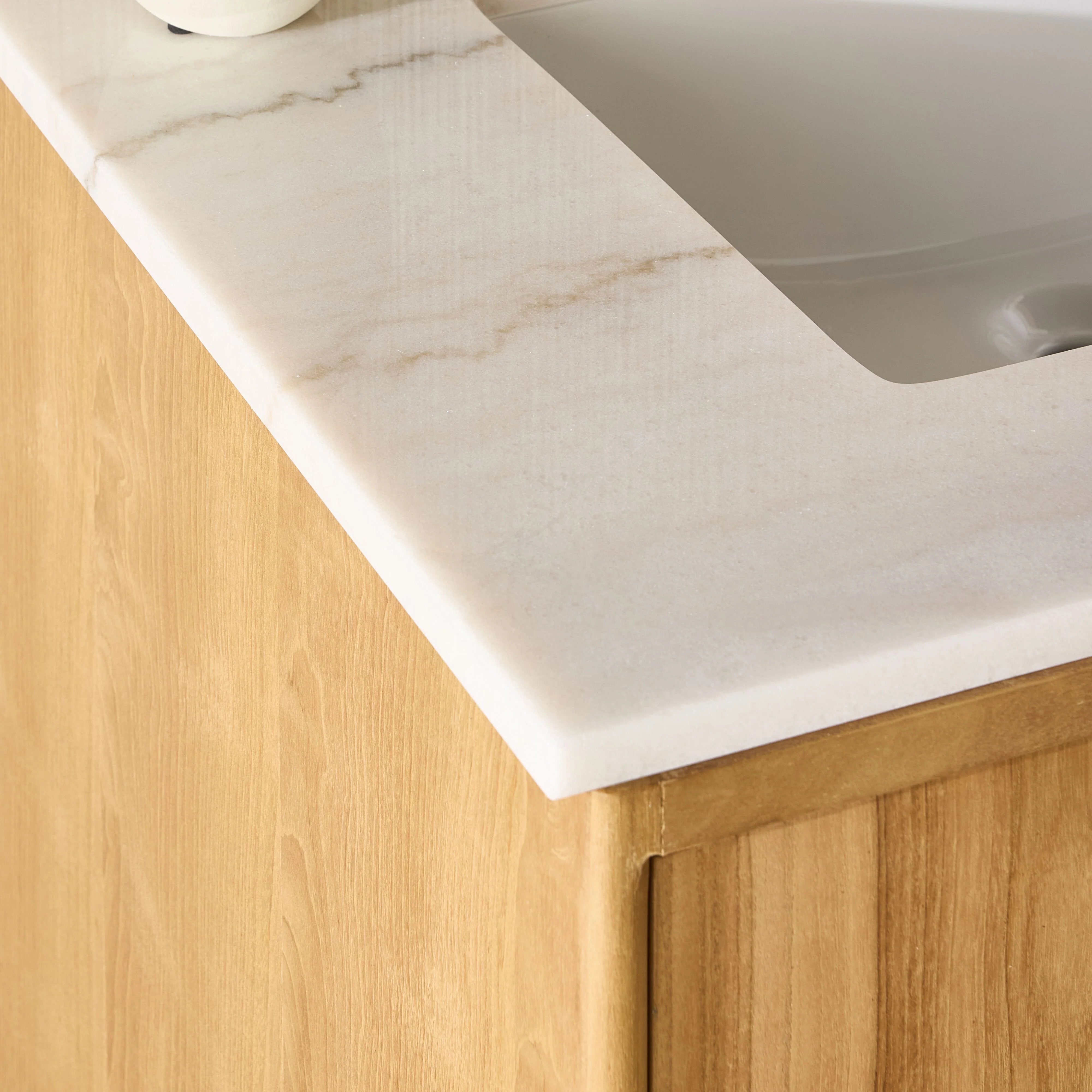 Remi Single Bathroom Vanity Teak with Stone Top 760mm Package - Image 11