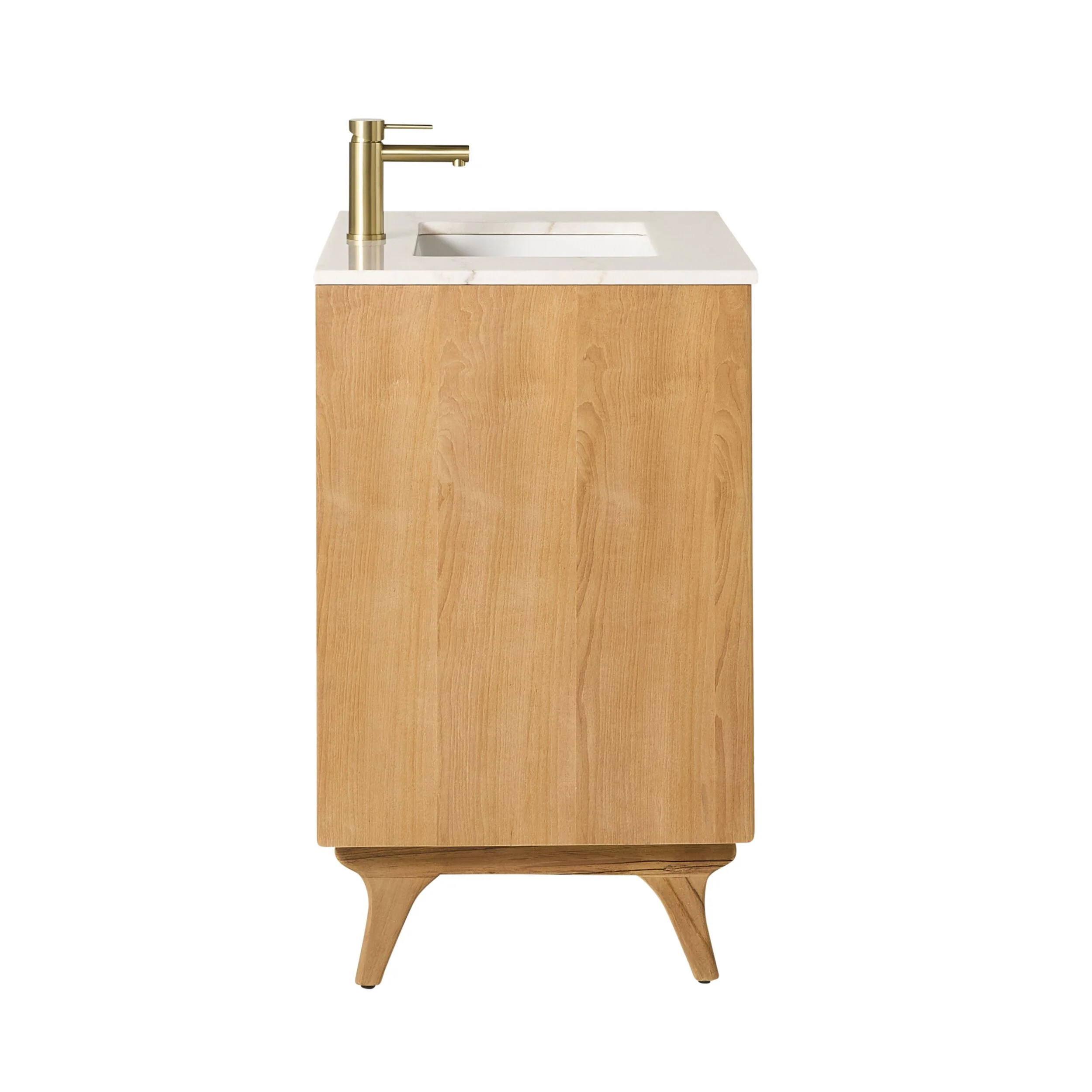 Remi Single Bathroom Vanity Teak with Stone Top 760mm Package - Image 4