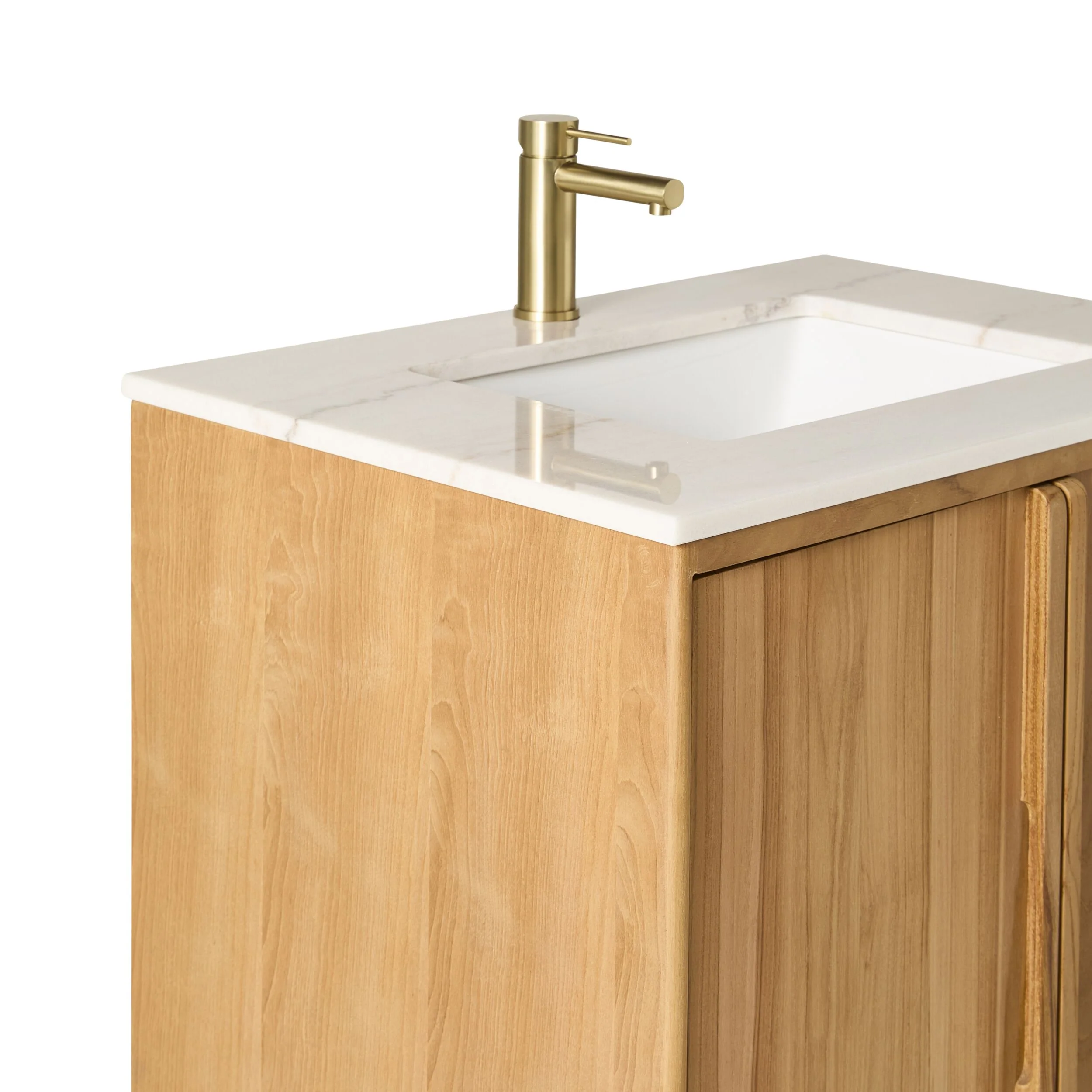 Remi Single Bathroom Vanity Teak with Stone Top 760mm Package - Image 6