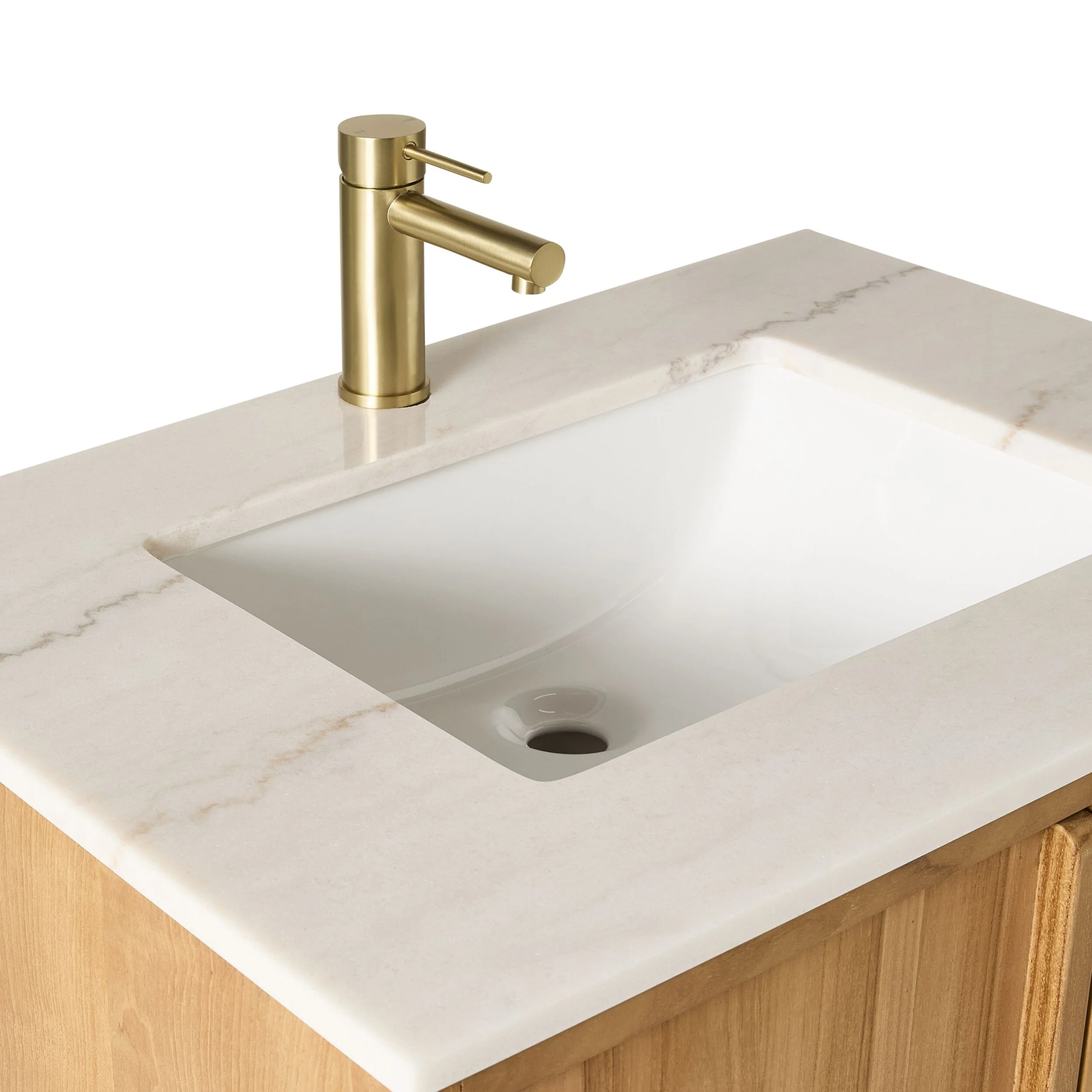 Remi Single Bathroom Vanity Teak with Stone Top 760mm Package - Image 7