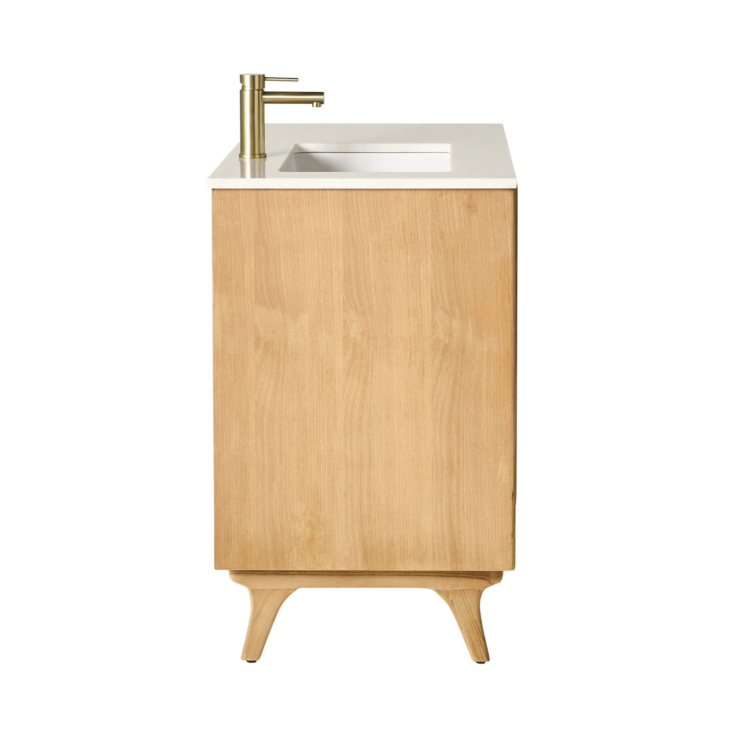 Remi Single Bathroom Vanity Teak with Stone Top 910mm Package - Image 4