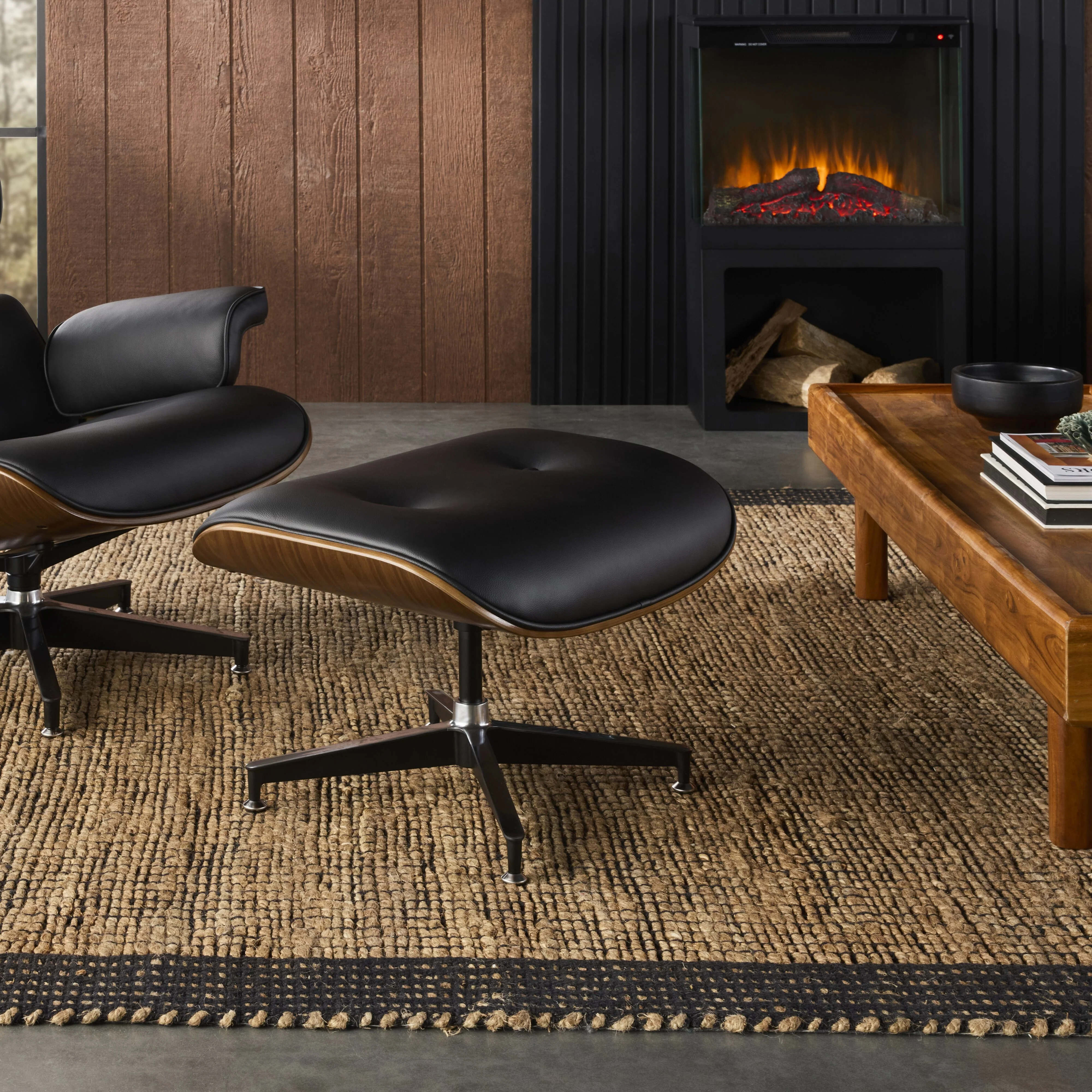 Replica Eames Lounge Chair and Ottoman Black Leather - Image 11