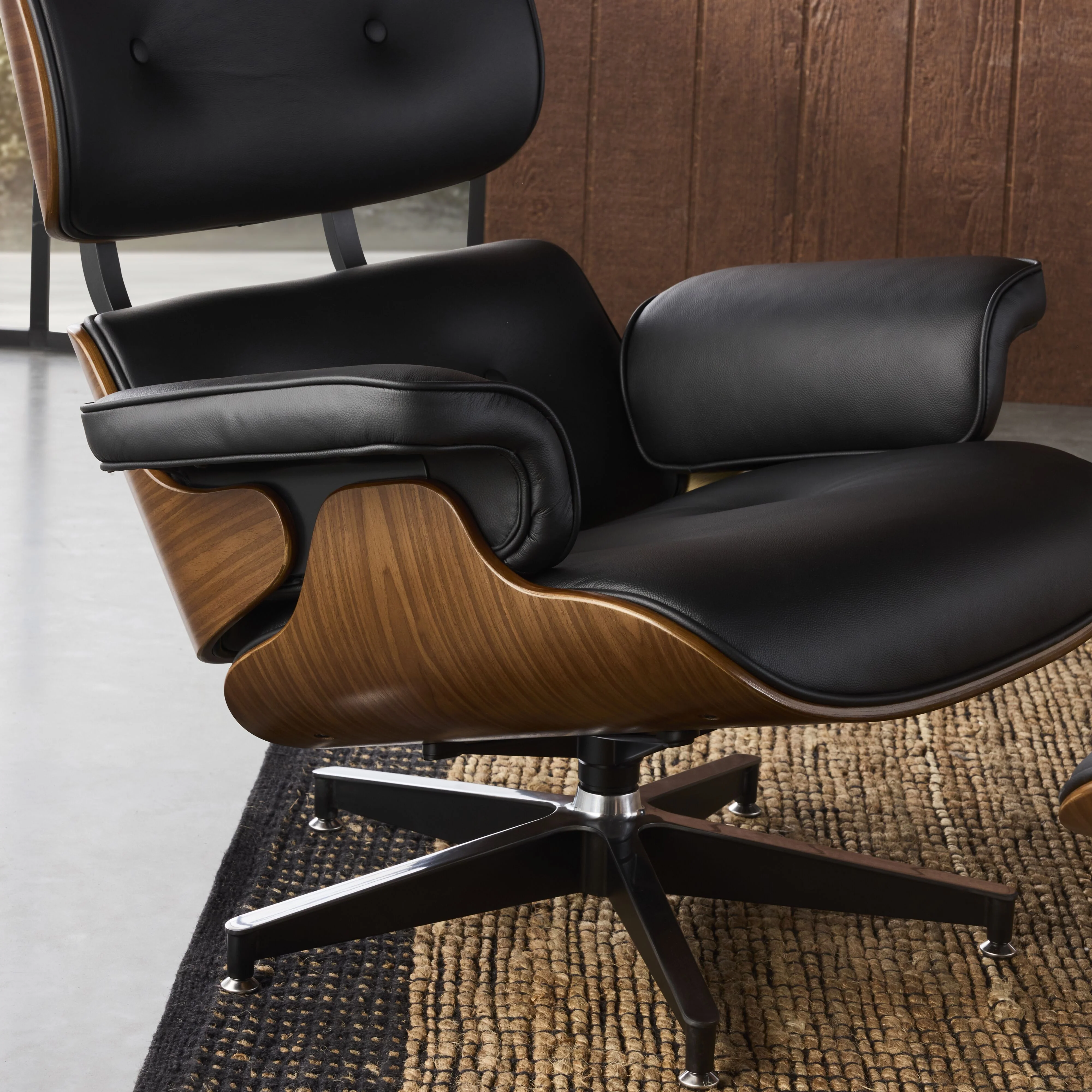 Replica Eames Lounge Chair and Ottoman Black Leather - Image 12