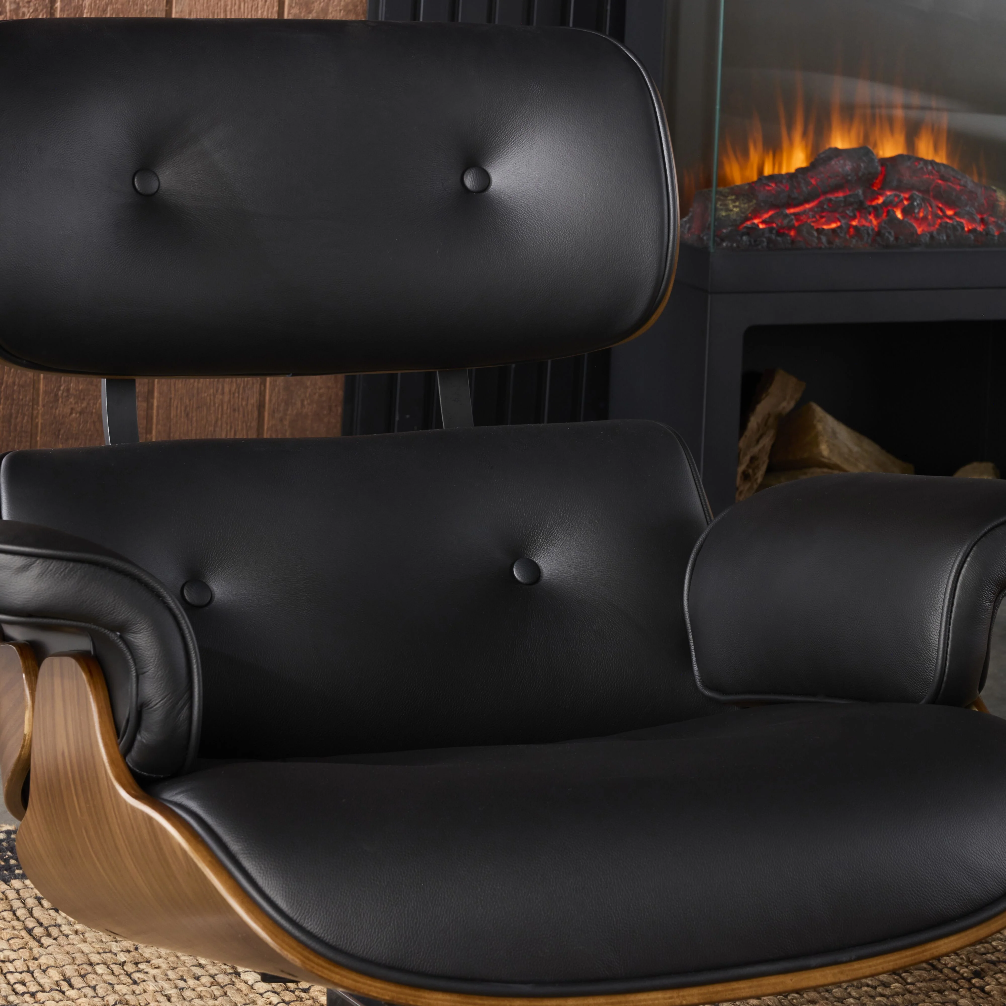 Replica Eames Lounge Chair and Ottoman Black Leather - Image 13
